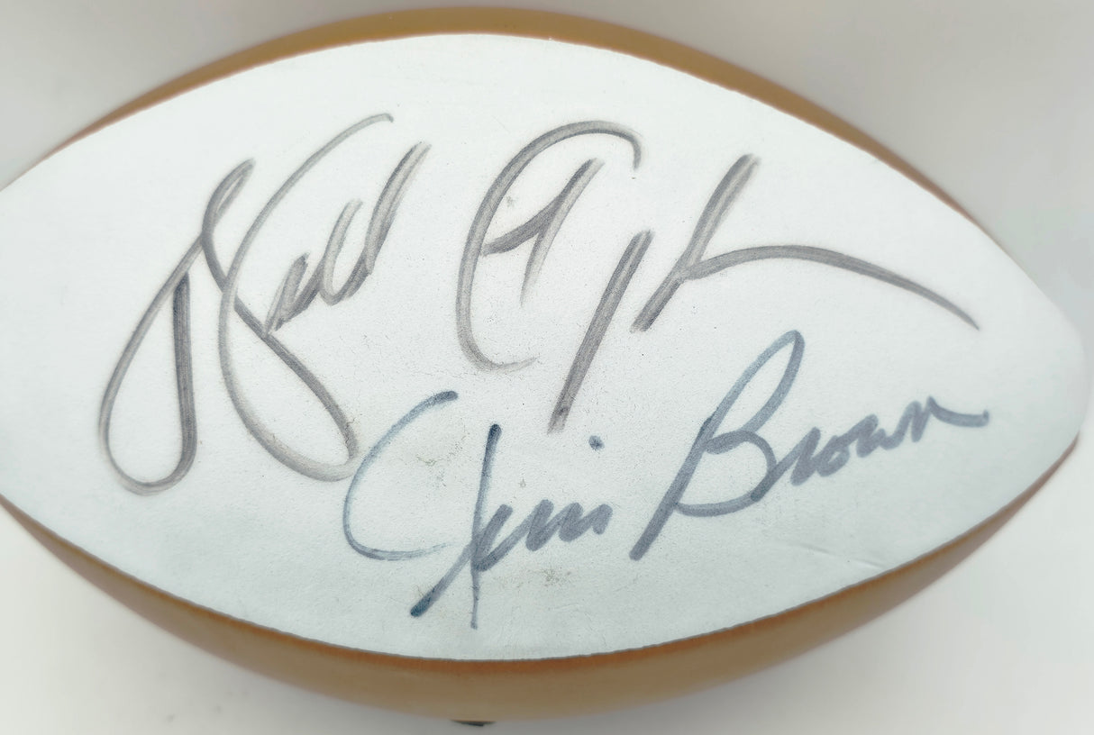 Walter Payton & Jim Brown Autographed Official Rawlings White Panel Football Chicago Bears JSA #B83126