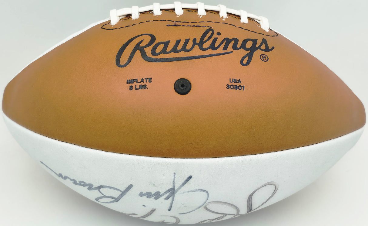 Walter Payton & Jim Brown Autographed Official Rawlings White Panel Football Chicago Bears JSA #B83126