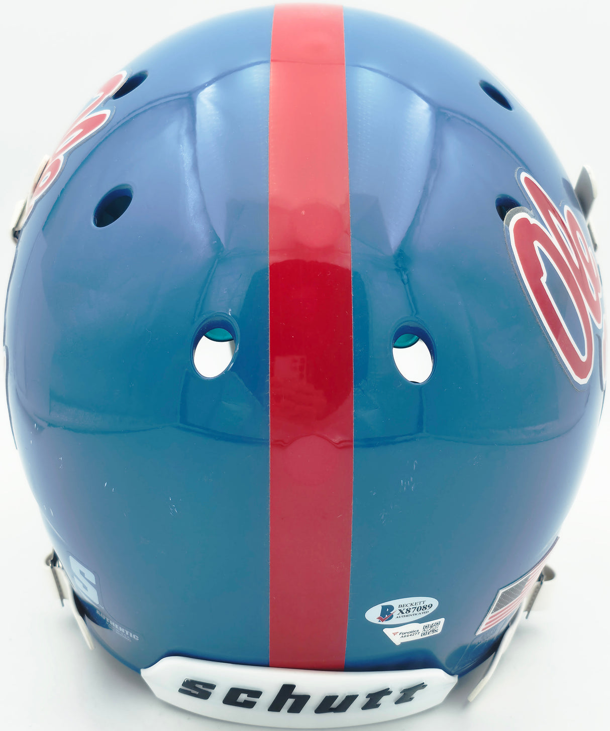 D.K. Metcalf Autographed Ole Mise Blue Full Size Authentic Helmet Fanatics Holo #A664277