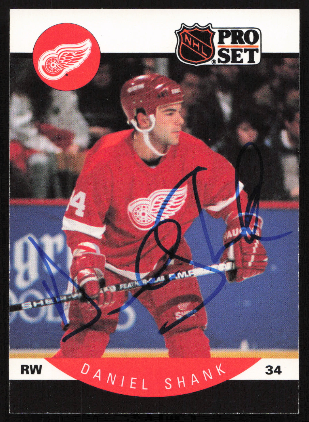 Daniel Shank Autographed 1990-91 Pro Set Rookie Card #78 Detroit Red Wings SKU #258491