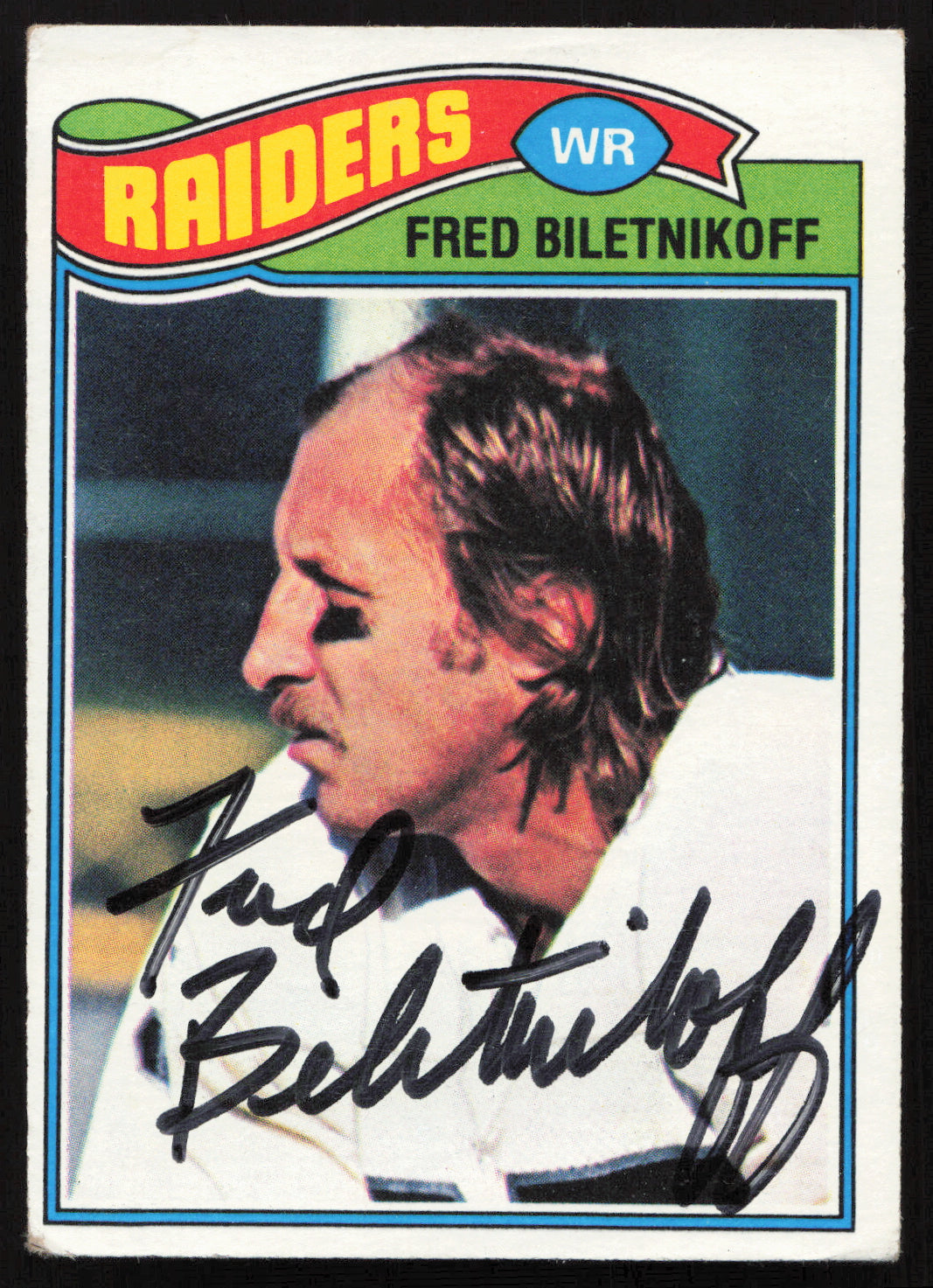 Fred Biletnikoff Autographed 1977 Topps Card #295 Oakland Raiders SKU #259174