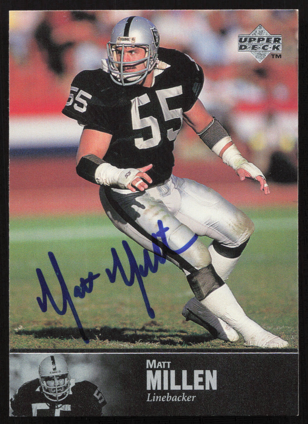 Matt Millen Autographed 1997 Upper Deck Legends Card #142 Oakland Raiders SKU #259438