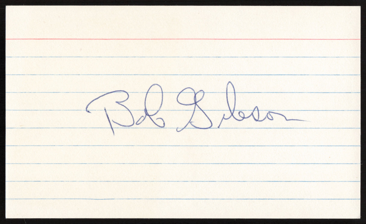 Bob Gibson Autographed 3x5 Index Card St. Louis Cardinals SKU #259572