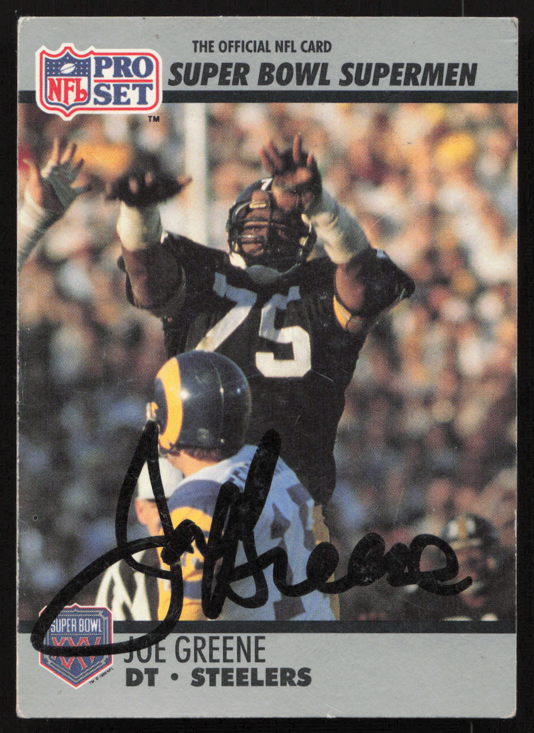 Joe Greene Autographed 1990 Pro Set Card #84 Pittsburgh Steelers Beckett BAS QR SKU #259729