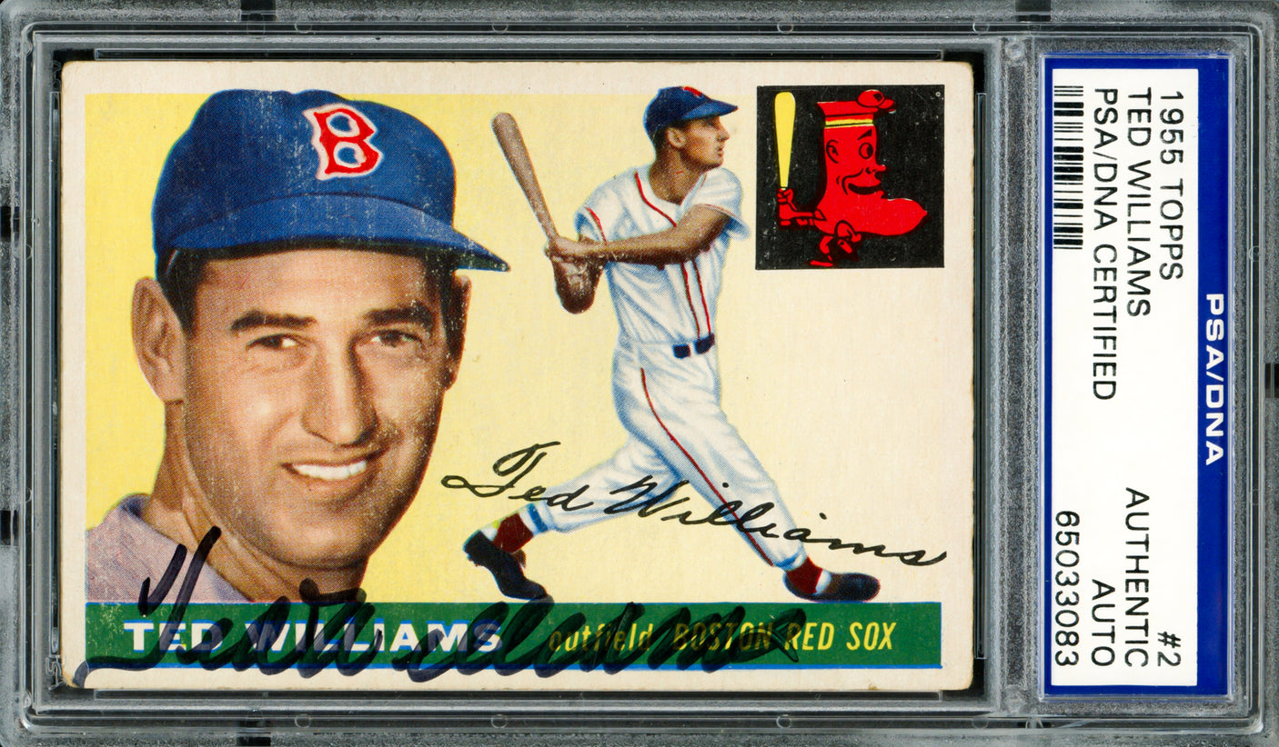 Ted Williams Autographed 1955 Topps Card #2 Boston Red Sox PSA/DNA #65033083