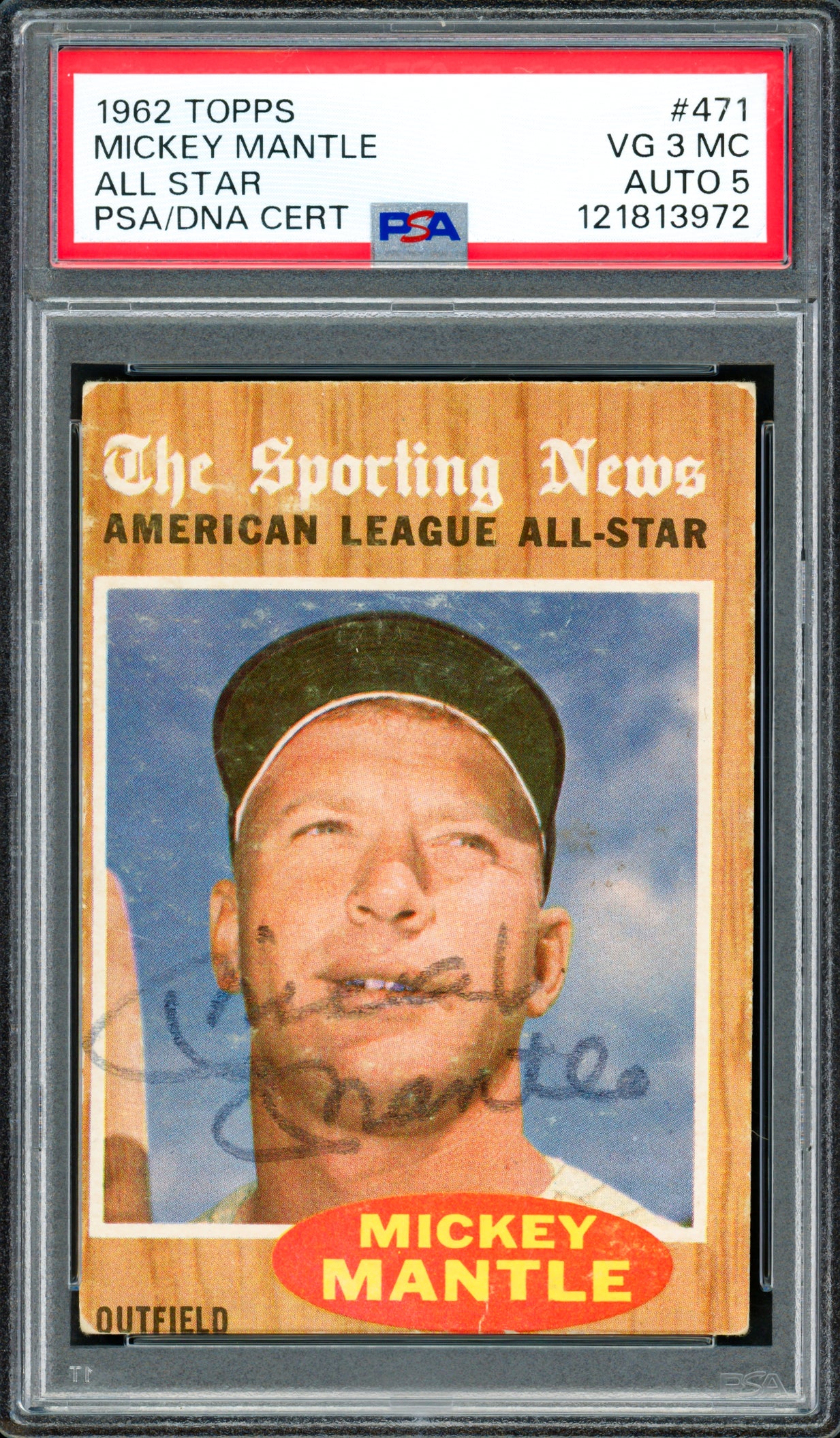 Mickey Mantle Autographed 1962 Topps Card #471 New York Yankees PSA 3 Auto Grade 5 PSA/DNA #121813972