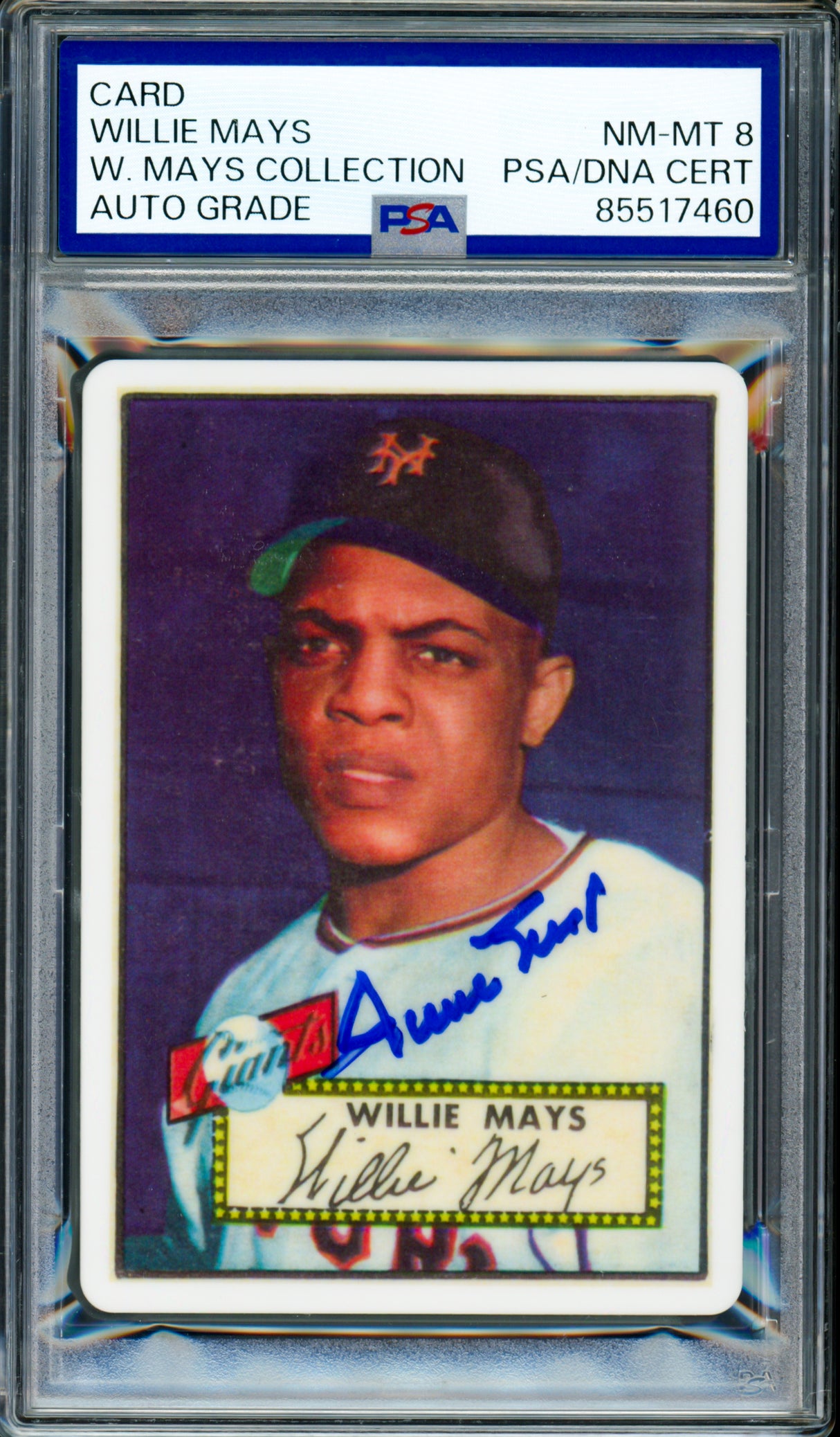Willie Mays Autographed 1952 Topps Porcelain Rookie Card #261 New York Giants Auto Grade Near Mint/Mint 8 #201/660 PSA/DNA #85517460
