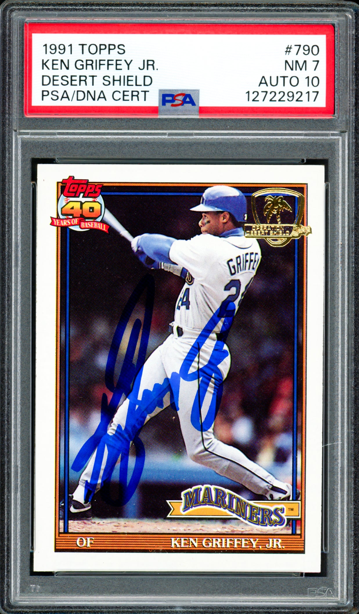 Ken Griffey Jr. Autographed 1991 Topps Desert Shield Card #790 Seattle Mariners PSA 7 Auto Grade Gem Mint 10 PSA/DNA #127229217