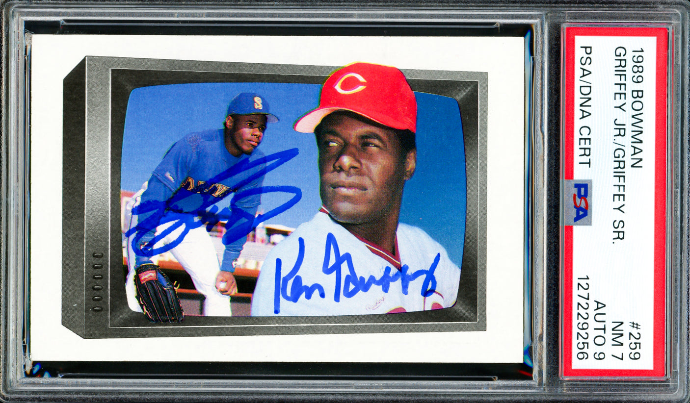 Ken Griffey Jr. & Sr. Autographed 1989 Bowman Rookie Card #259 PSA 7 Auto Grade Mint 9 PSA/DNA #127229256