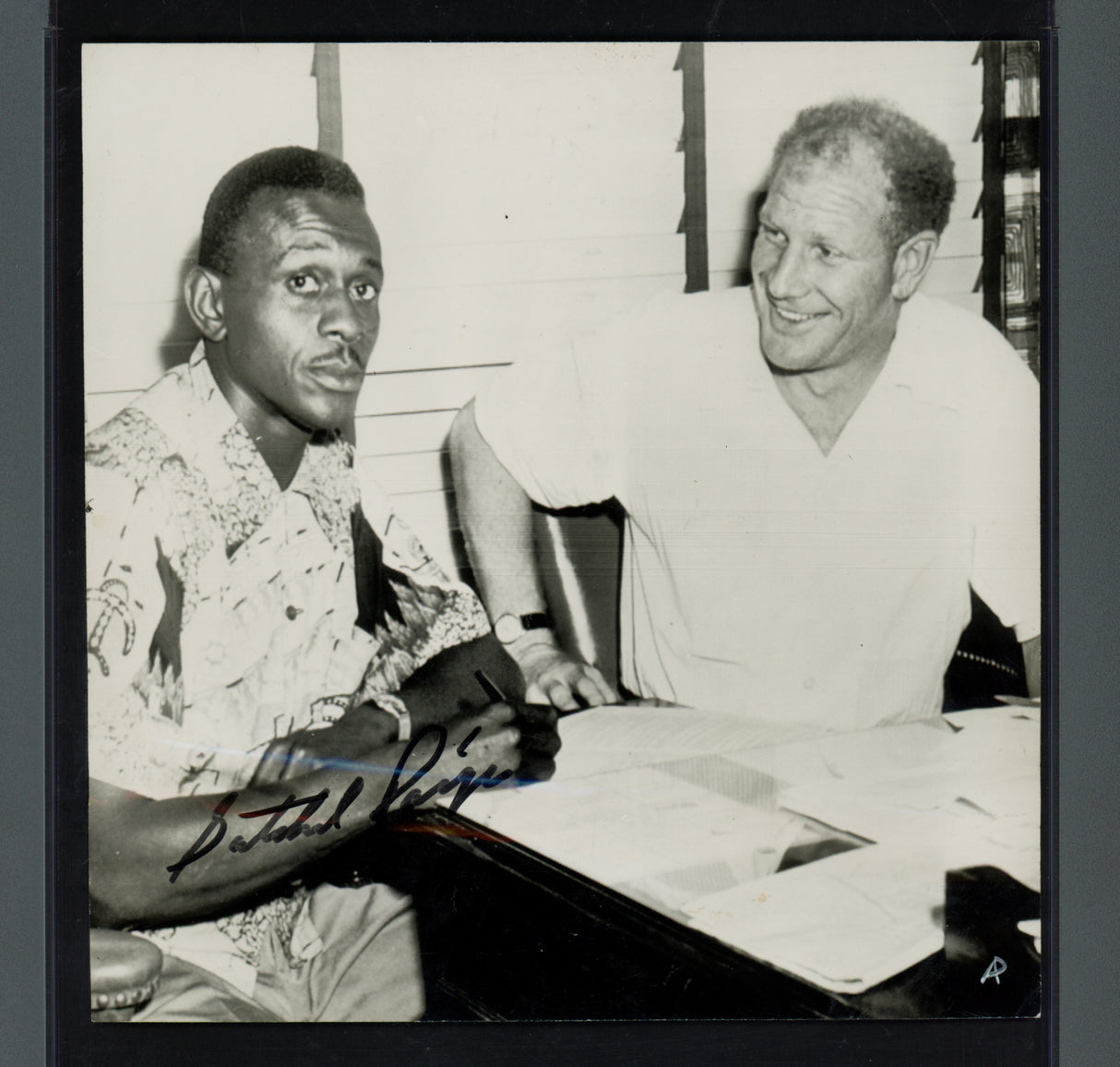 Satchel Paige Autographed 6x6 Photo With Bill Veeck PSA/DNA #AO05211