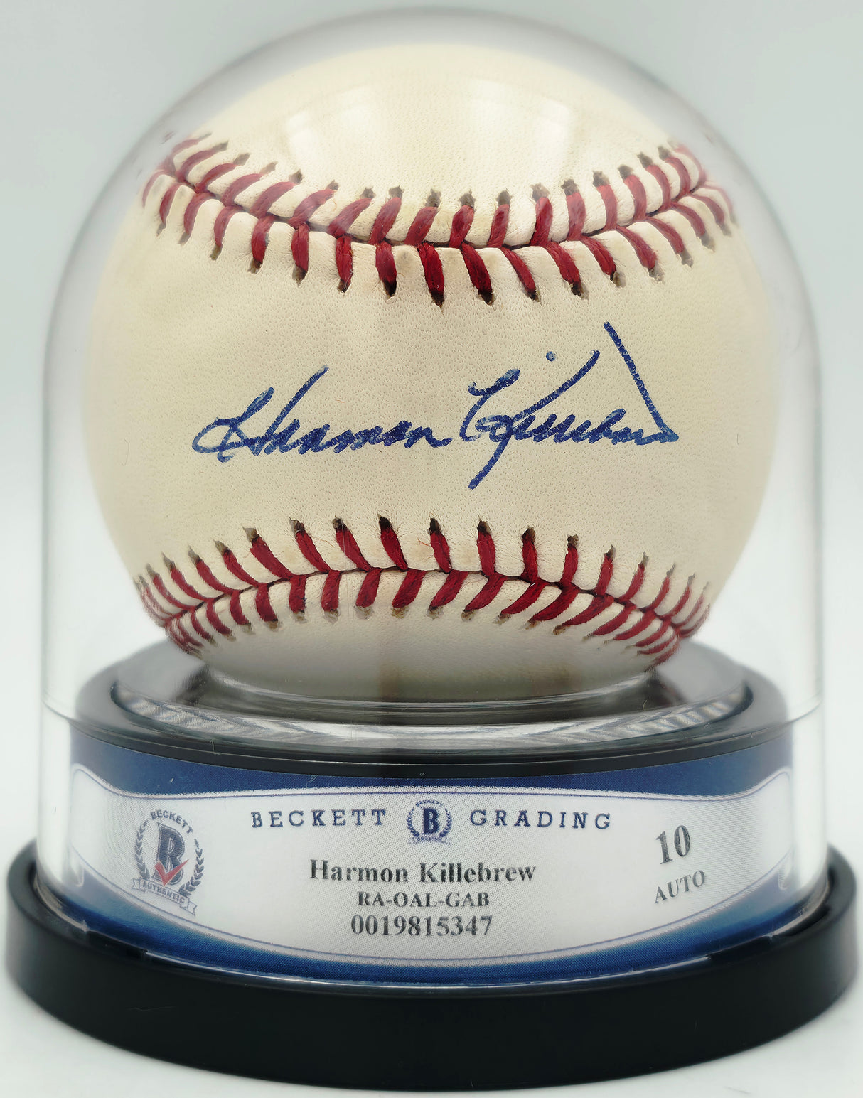 Harmon Killebrew Autographed Official AL Baseball Minnesota Twins Auto Grade Gem Mint 10 Beckett BAS #19815347