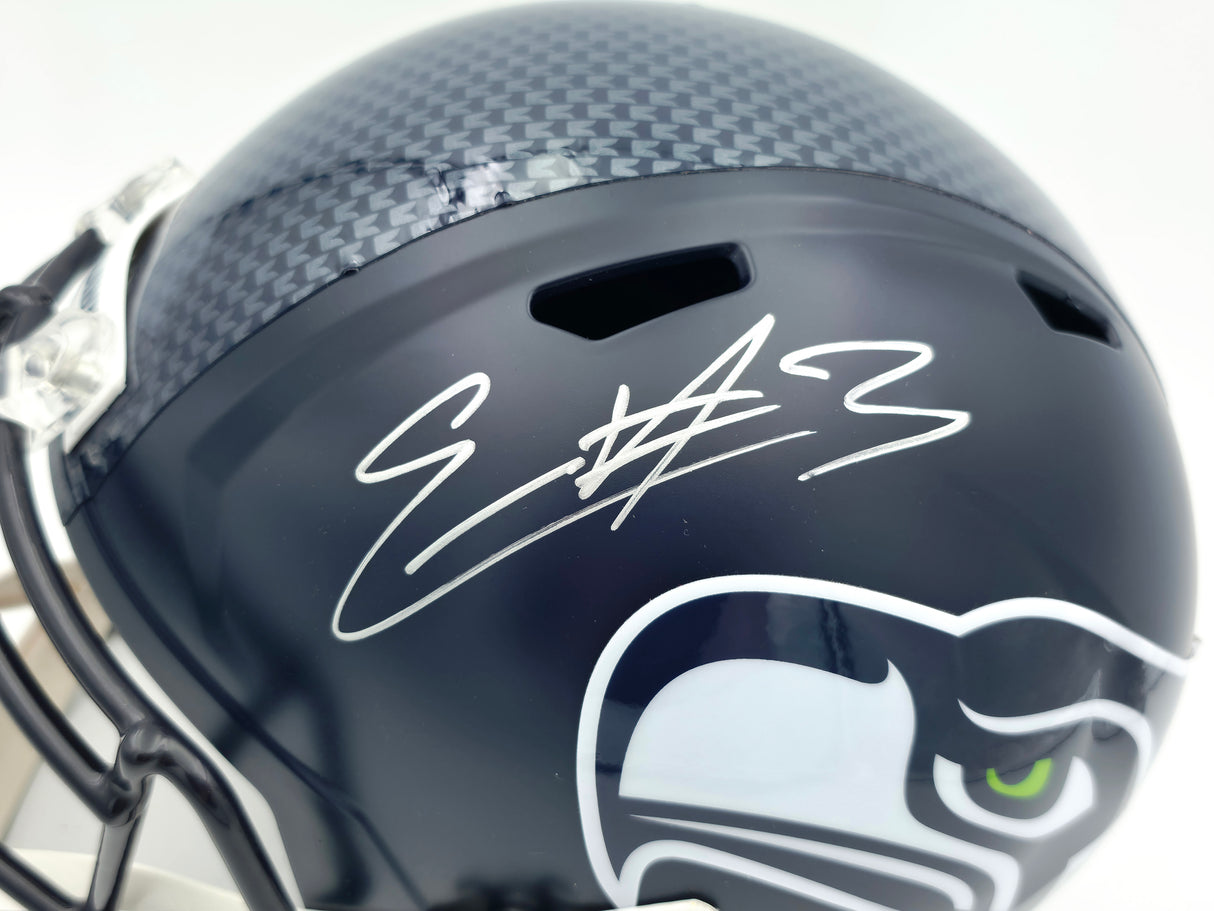 Nick Emmanwori Autographed Seattle Seahawks Blue Full Size Speed Replica Helmet (Signed Twice - Smudged) Beckett BAS Witness #4W530566