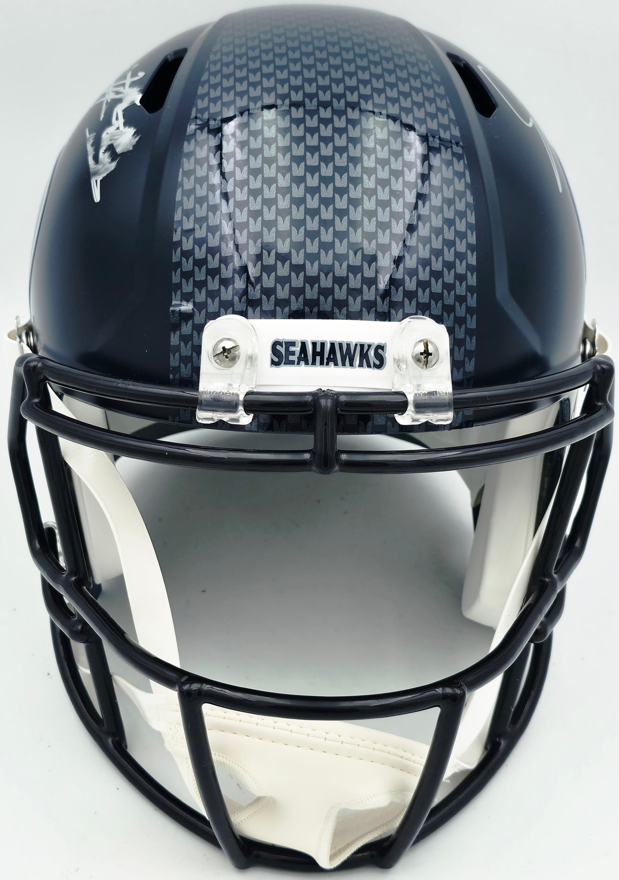 Nick Emmanwori Autographed Seattle Seahawks Blue Full Size Speed Replica Helmet (Signed Twice - Smudged) Beckett BAS Witness #4W530563