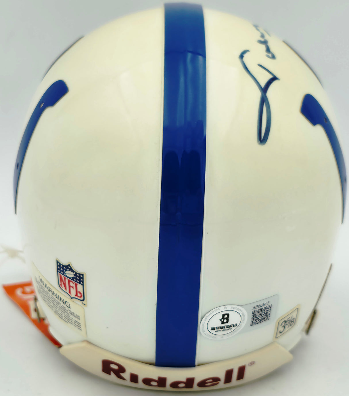 Johnny Unitas Autographed Baltimore Colts White Riddell Mini Helmet Beckett BAS #AE85517