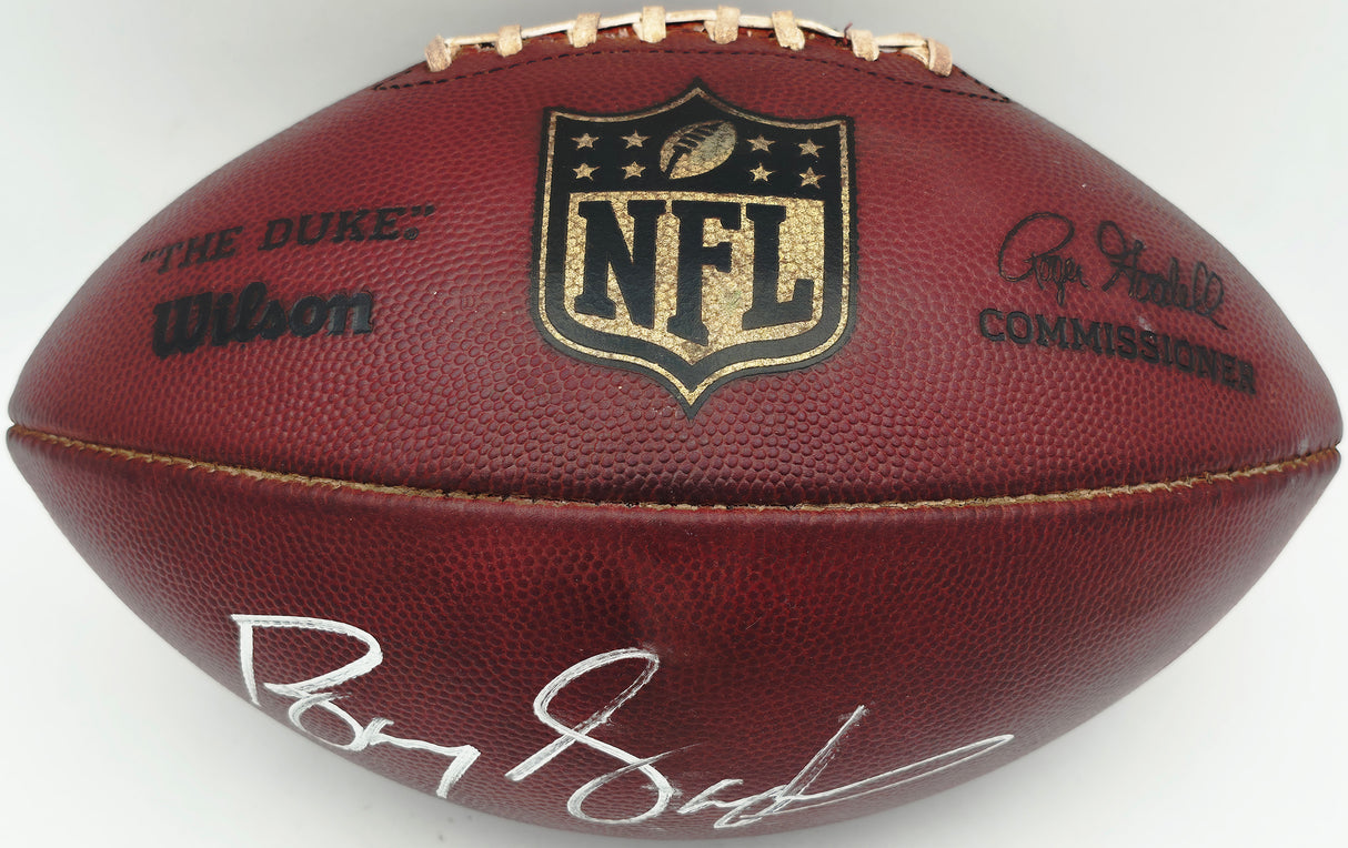 Barry Sanders Autographed Official NFL Leather Game Prepped Football Detroit Lions (Smudged) Beckett BAS QR #BN17300