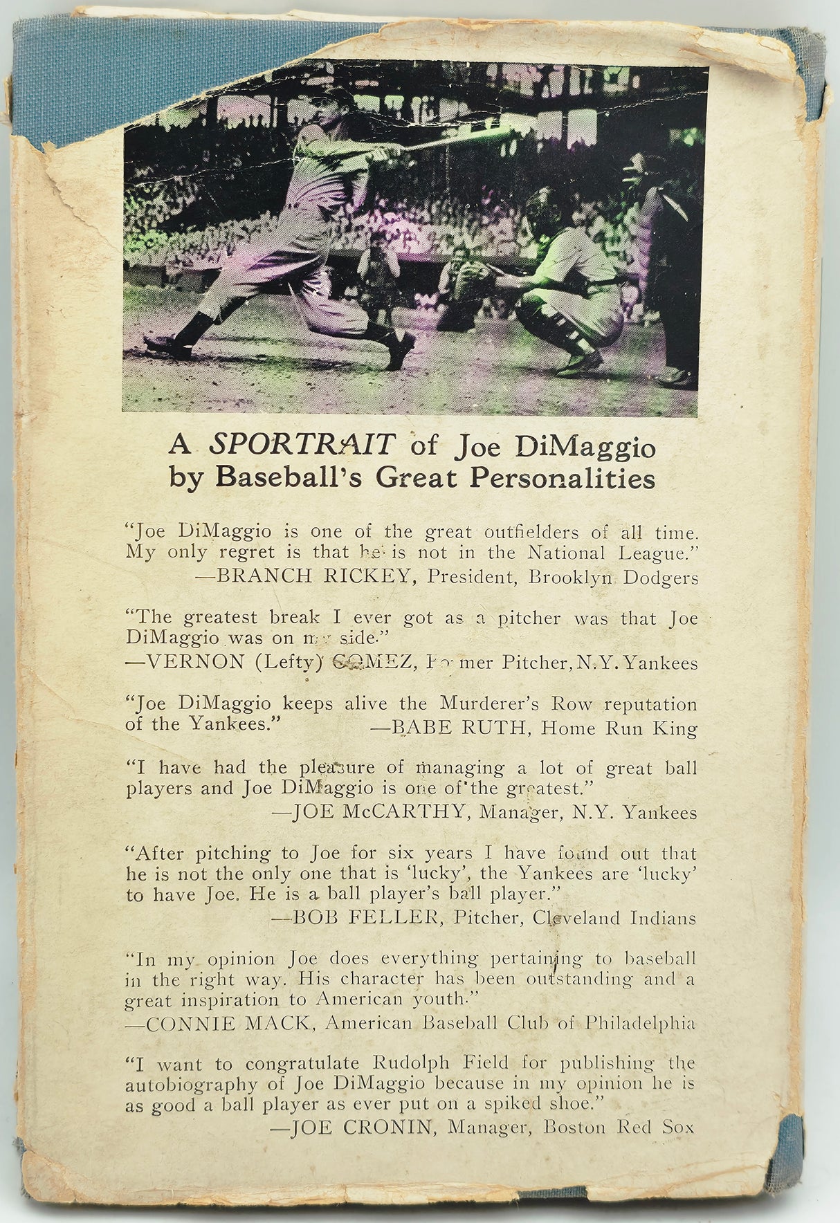 Joe Dimaggio Autographed Lucky To Be a Yankee 1946 Book New York Yankees Vintage Signature Beckett BAS #AE85524