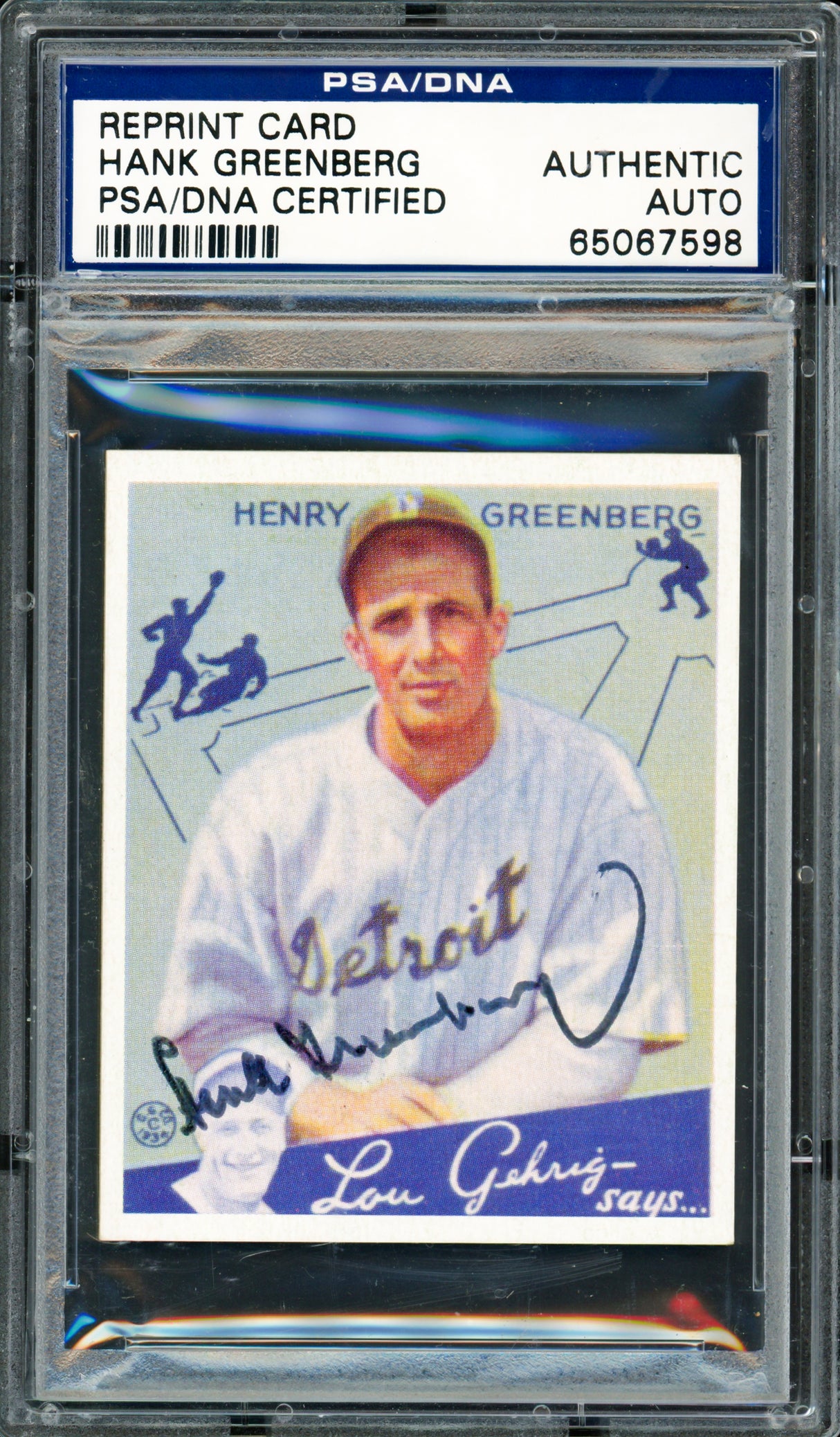 Hank Greenberg Autographed 1985 Reprint 1934 Goudey Rookie Card #62 Detroit Tigers PSA/DNA #65067598