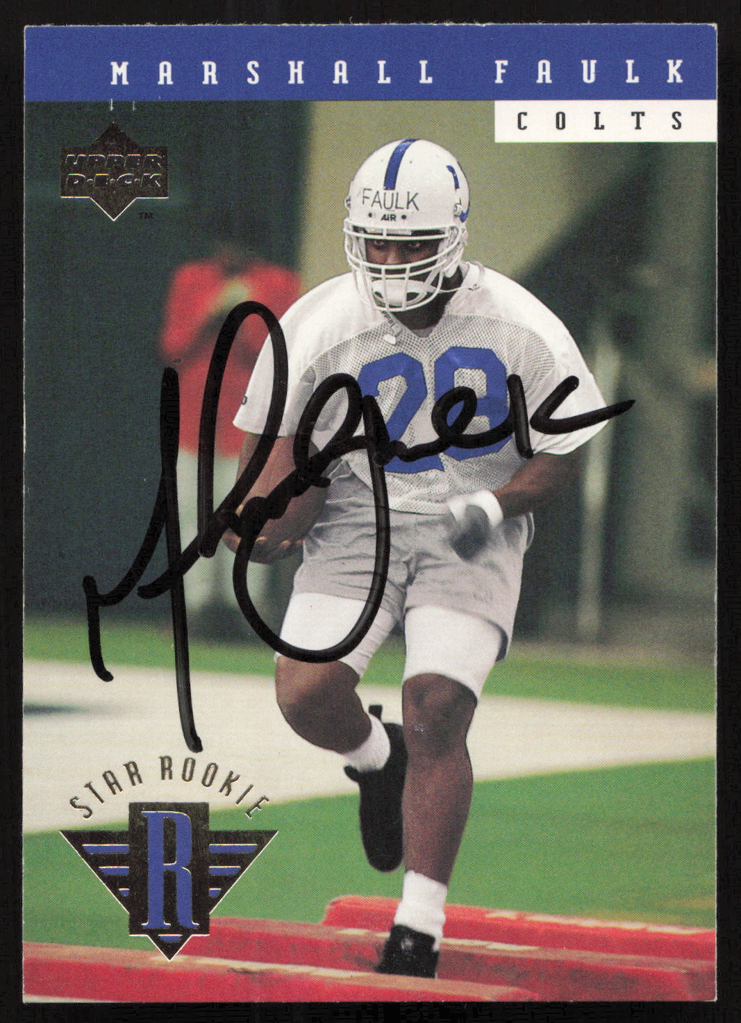 Marshall Faulk Autographed 1994 Upper Deck Rookie Card #7 Indianapolis Colts SKU #260200