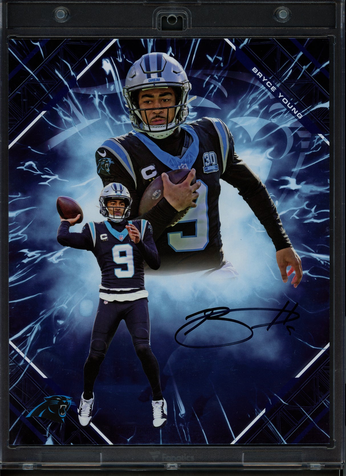 Bryce Young Autographed 2025 Under Wraps NFL Emanate Blue Ice Card Carolina Panthers #5/10 Fanatics Holo #BB14066774