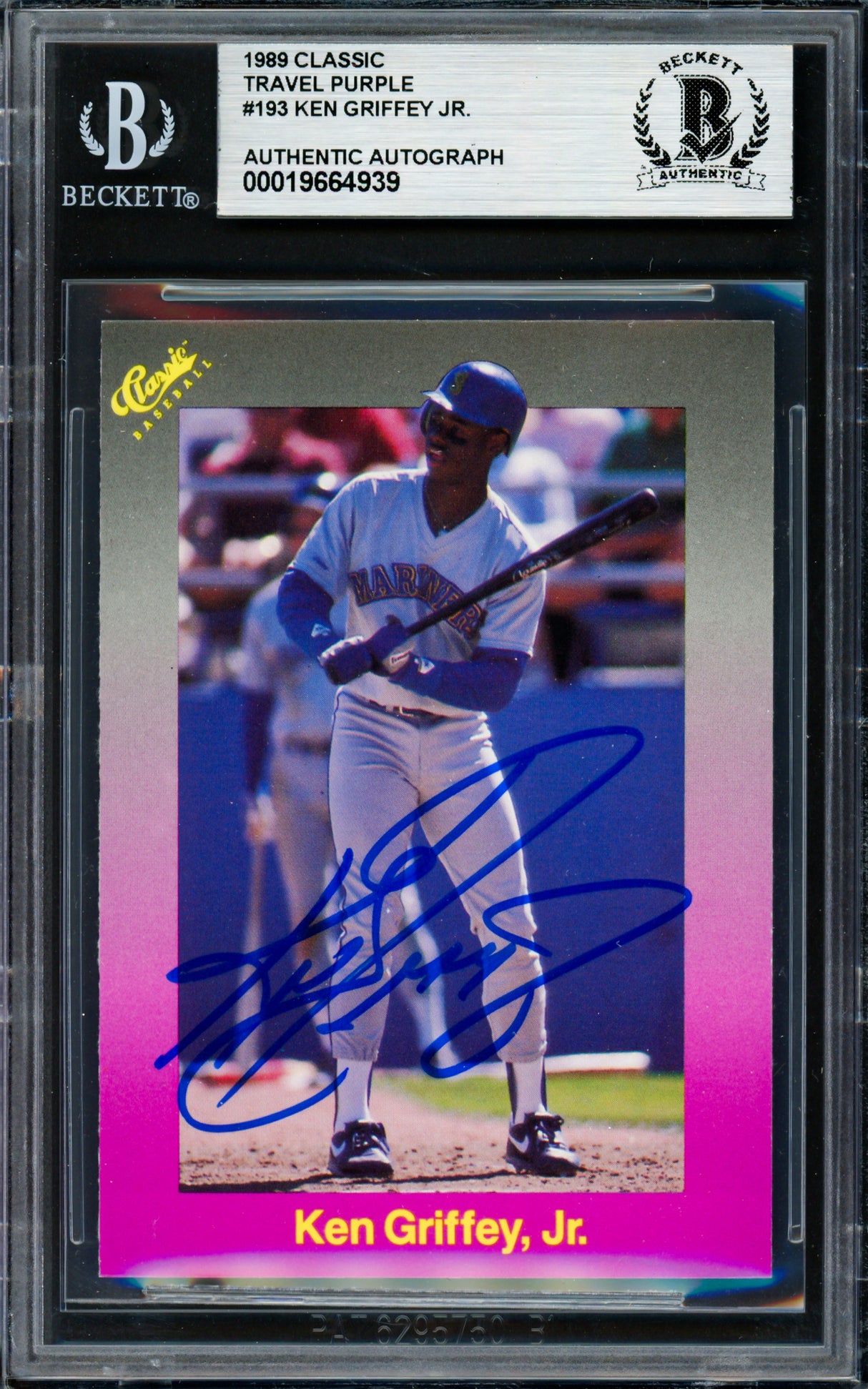 Ken Griffey Jr. Autographed 1989 Classic Travel Rookie Card #193 Seattle Mariners Beckett BAS #19664939