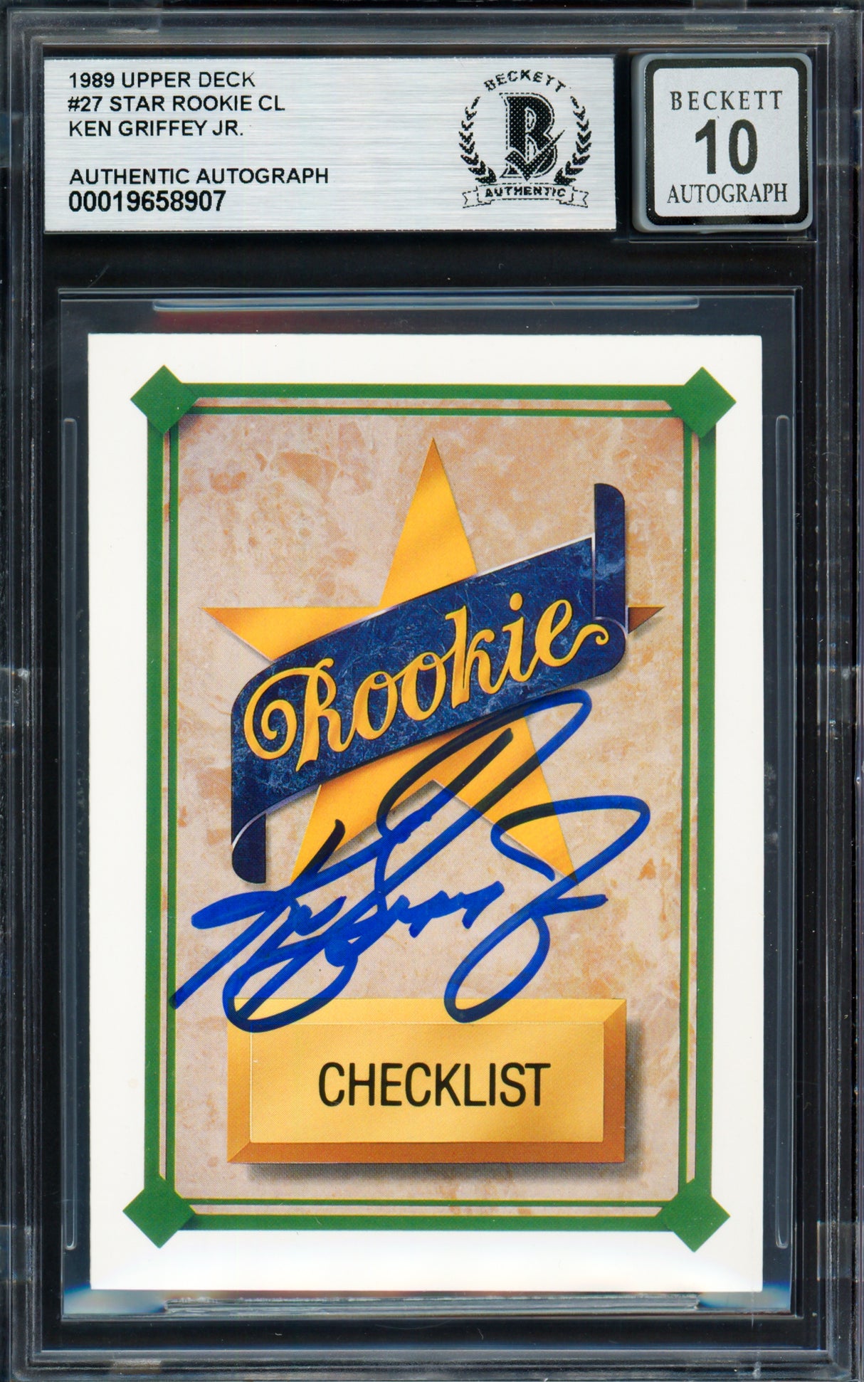 Ken Griffey Jr. Autographed 1989 Upper Deck Rookie Card #27 Seattle Mariners Auto Grade Gem Mint 10 Beckett BAS #19658907