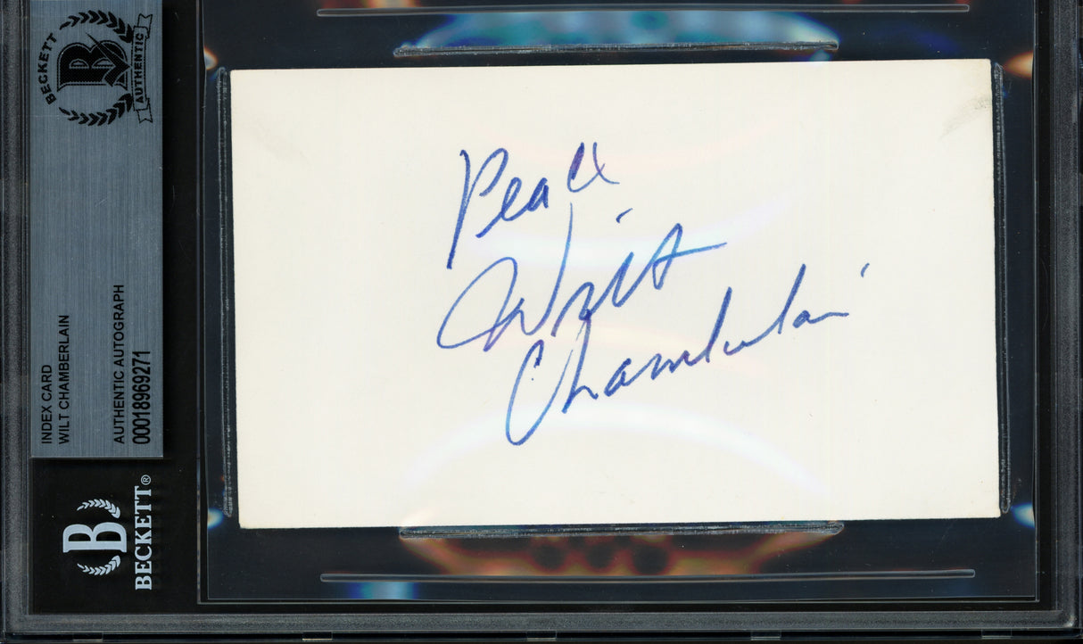 Wilt Chamberlain Autographed 3x5 Index Card Los Angeles Lakers Beckett BAS #18969271