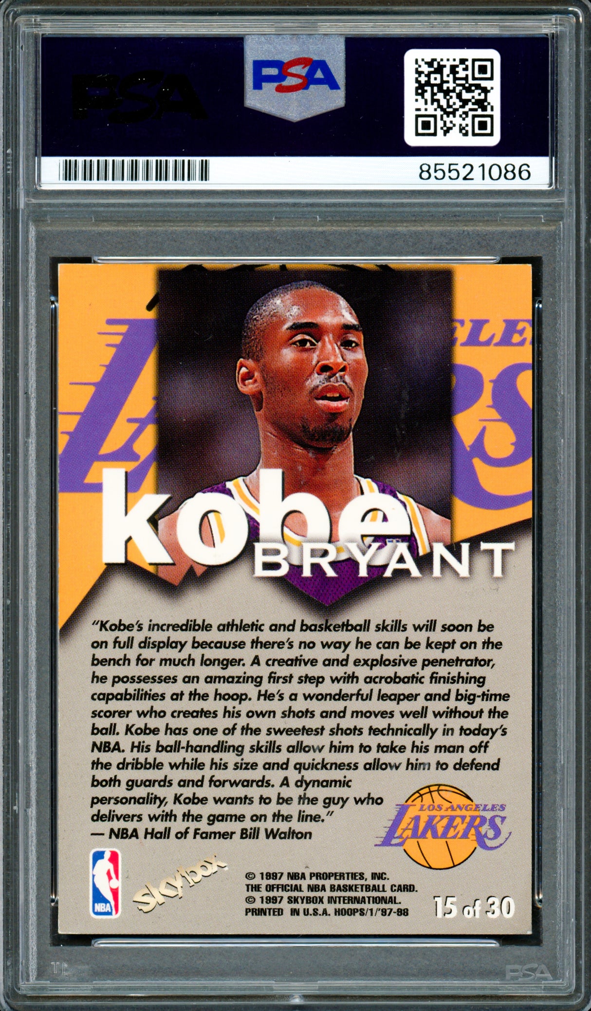 Kobe Bryant Autographed 1997-98 Hoops "Talkin' Hoops" Rookie Card #15 Los Angeles Lakers PSA/DNA #85521086
