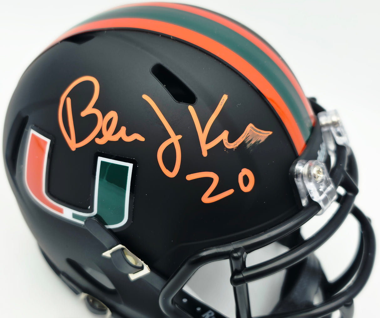 Bernie Kosar Autographed Miami Dolphins Eclipse Black Speed Mini Helmet (Smudged) JSA Witness #WC375697