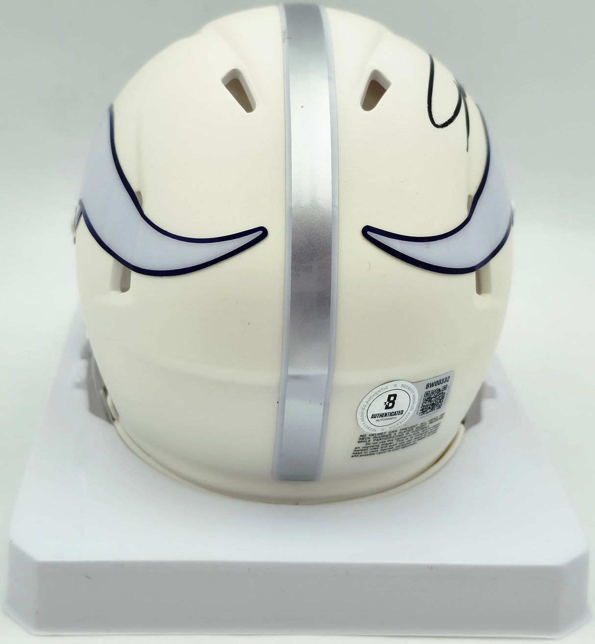 Jordan Addison Autographed Minnesota Vikings Cream Retro Speed Mini Helmet (Smudged) Beckett BAS QR #BW00332