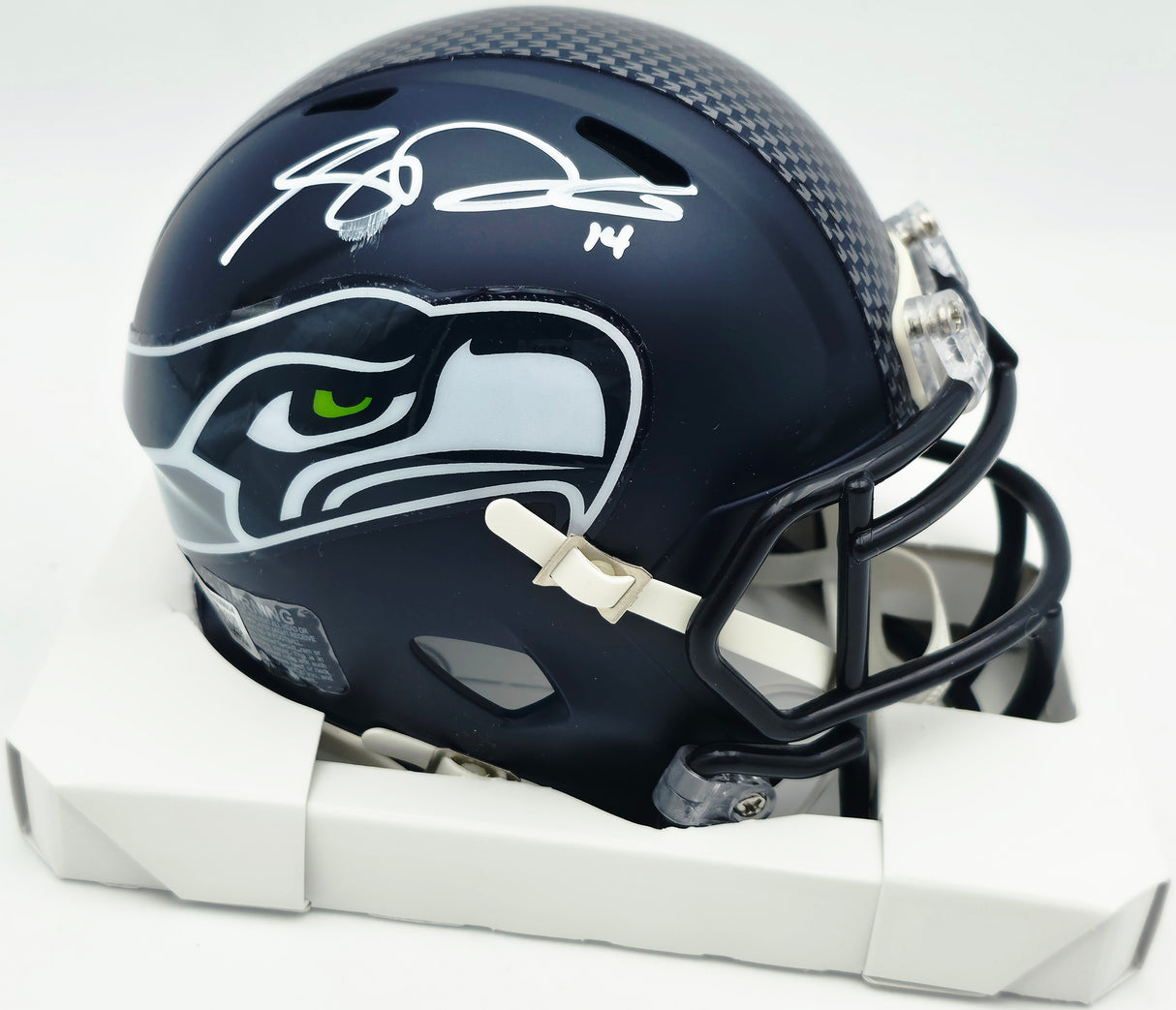 Sam Darnold Autographed Seattle Seahawks Blue Super Bowl LX Champions Logo Speed Mini Helmet (Smudged) Beckett BAS Witness #4W539914