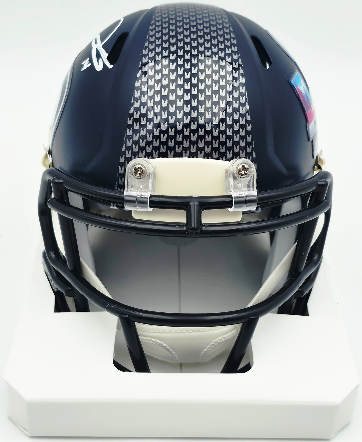 Sam Darnold Autographed Seattle Seahawks Blue Super Bowl LX Champions Logo Speed Mini Helmet (Smudged) Beckett BAS Witness #4W539914
