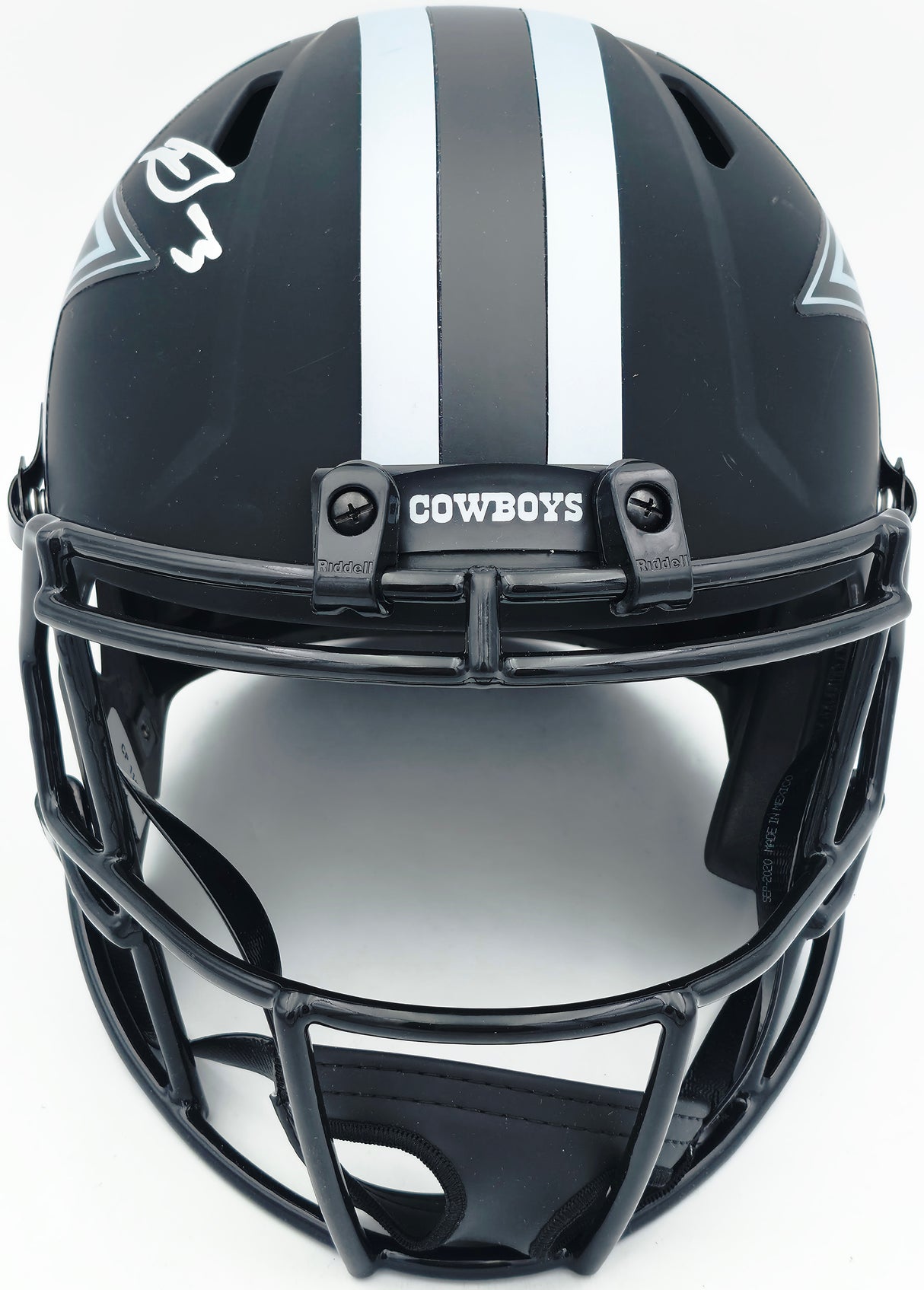 George Pickens Autographed Dallas Cowboys Eclipse Black Full Size Speed Replica Helmet (Scratches) JSA #WC502002