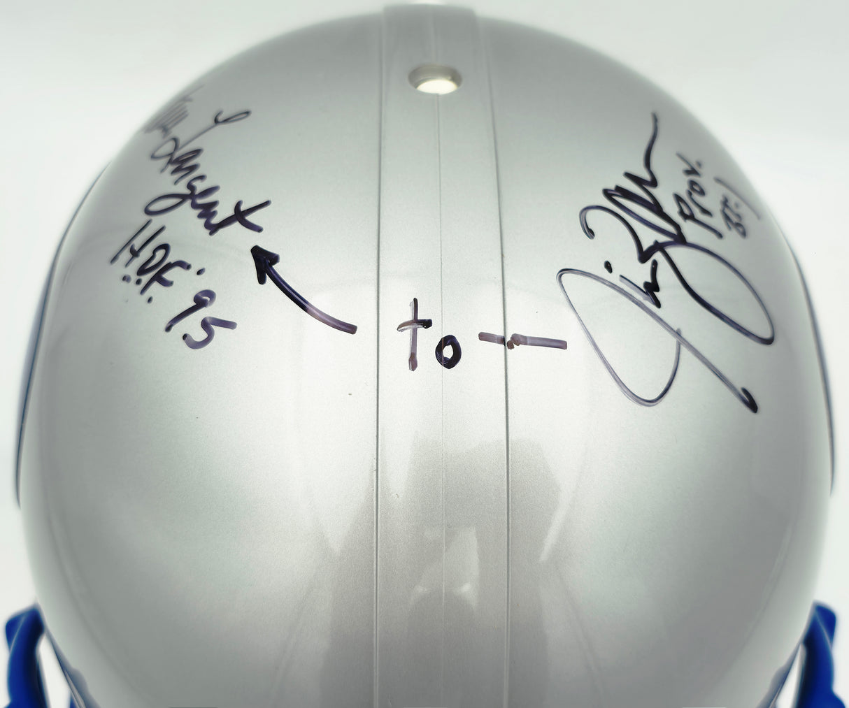 Steve Largent & Jim Zorn Autographed Seattle Seahawks Silver Authentic Full Size Helmet "HOF 95, To Arrow" MCS Holo #63696