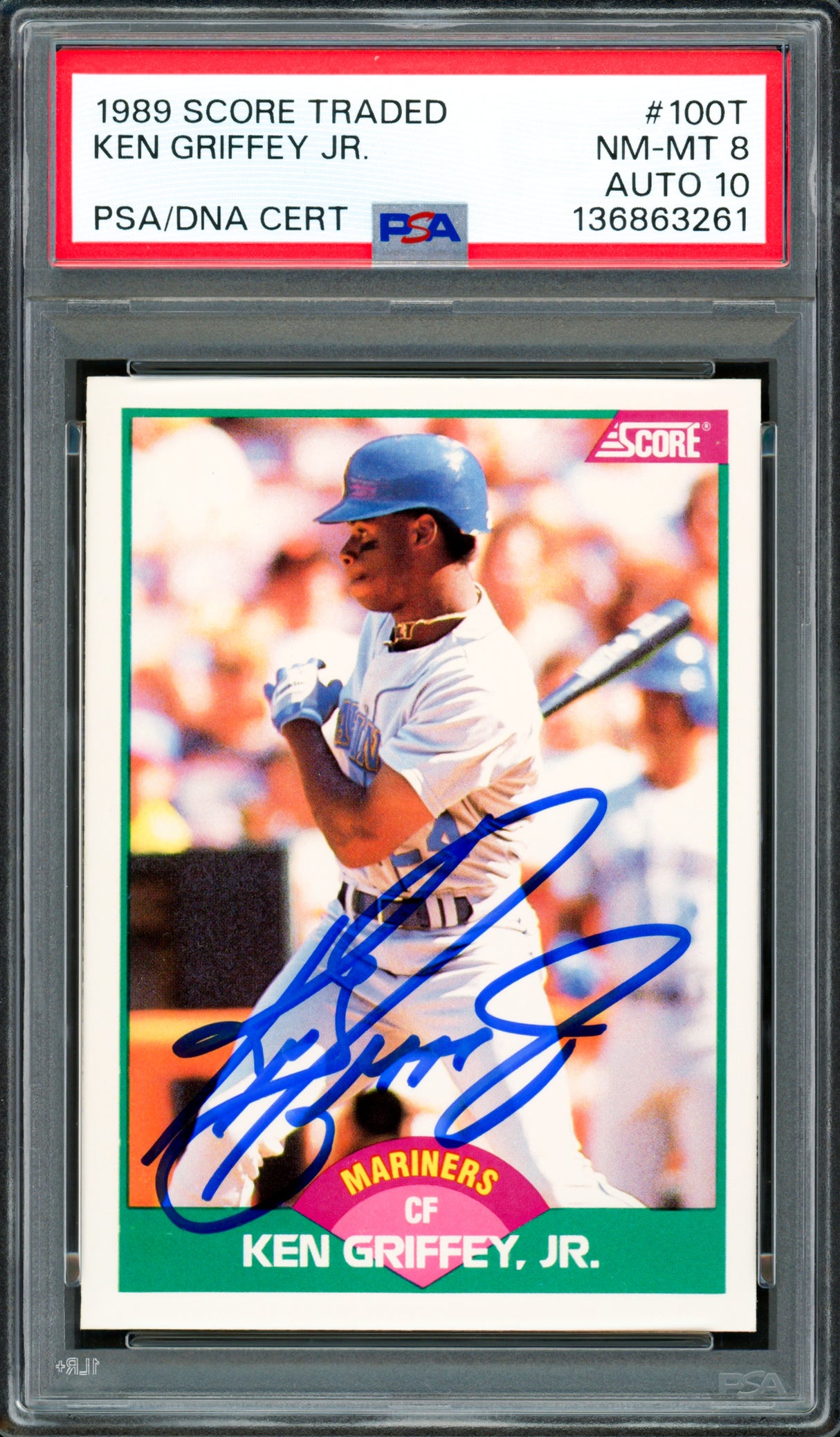 Ken Griffey Jr. Autographed 1989 Score Traded Rookie Card #100T Seattle Mariners PSA 8 Auto Grade Gem Mint 10 PSA/DNA #136863261