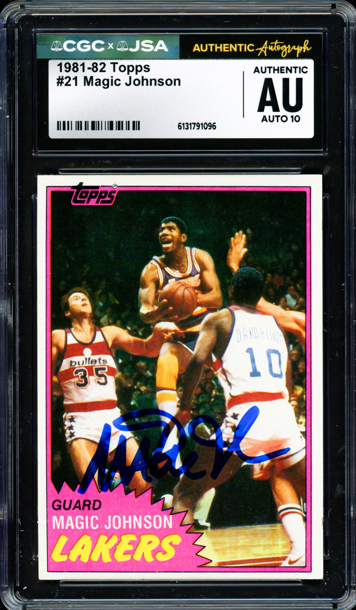 Magic Johnson Autographed 1981-82 Topps Card #21 Los Angeles Lakers Auto Grade Gem Mint 10 CGC x JSA #6131791096