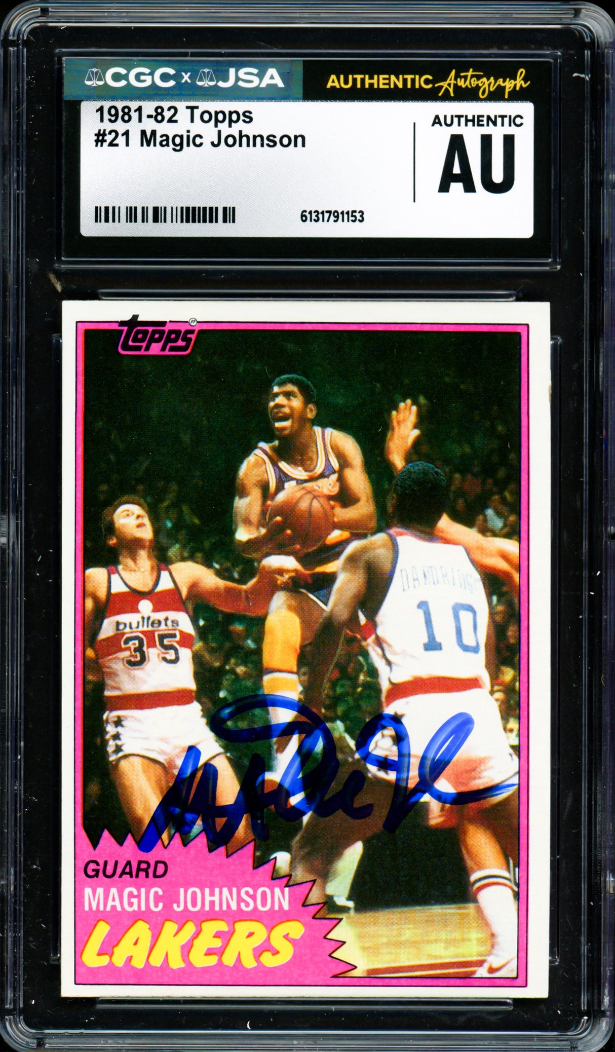 Magic Johnson Autographed 1981-82 Topps Card #21 Los Angeles Lakers CGC x JSA #6131791153