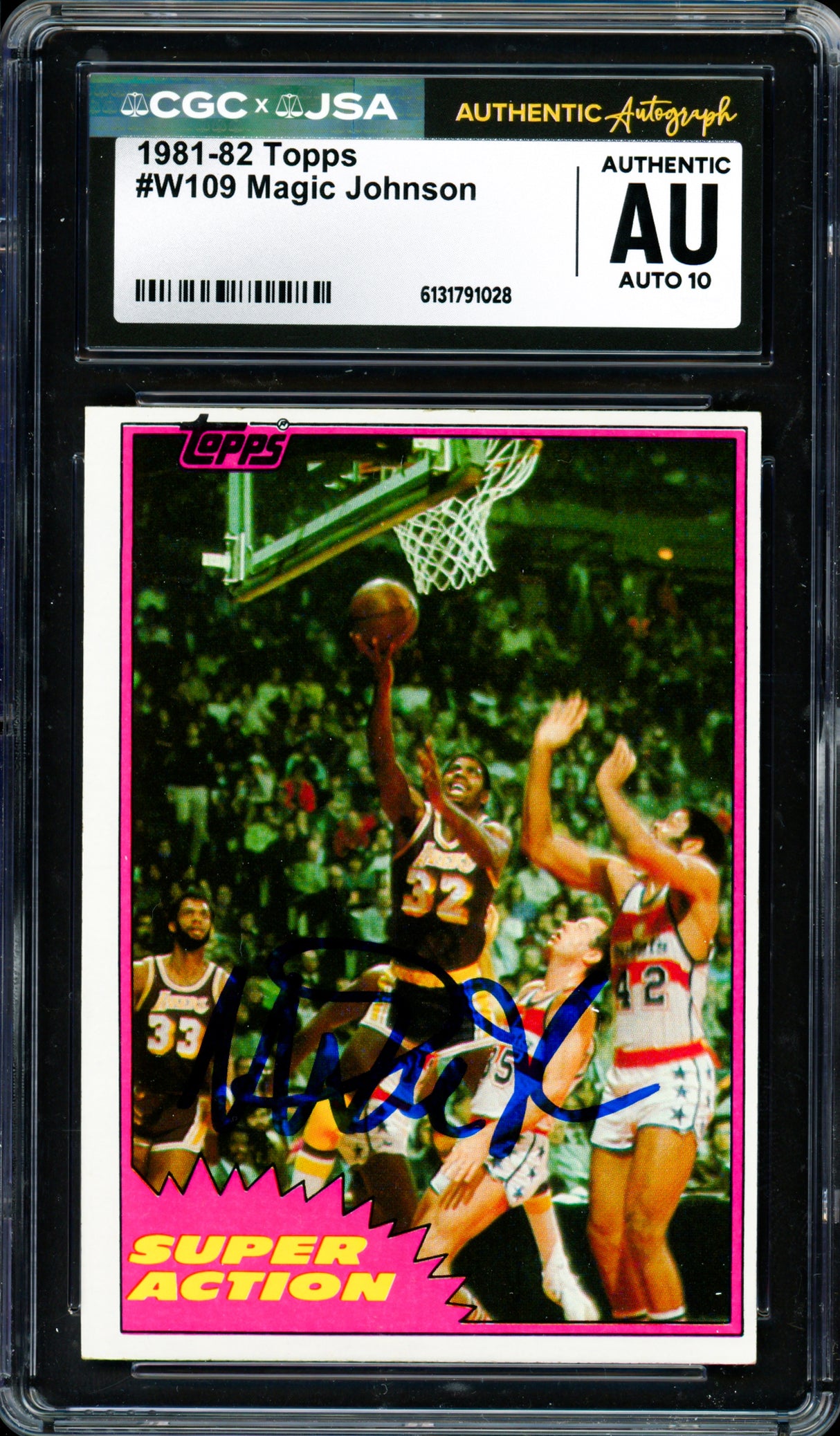 Magic Johnson Autographed 1981-82 Topps Card #109 Los Angeles Lakers Auto Grade Gem Mint 10 CGC x JSA #6131791028