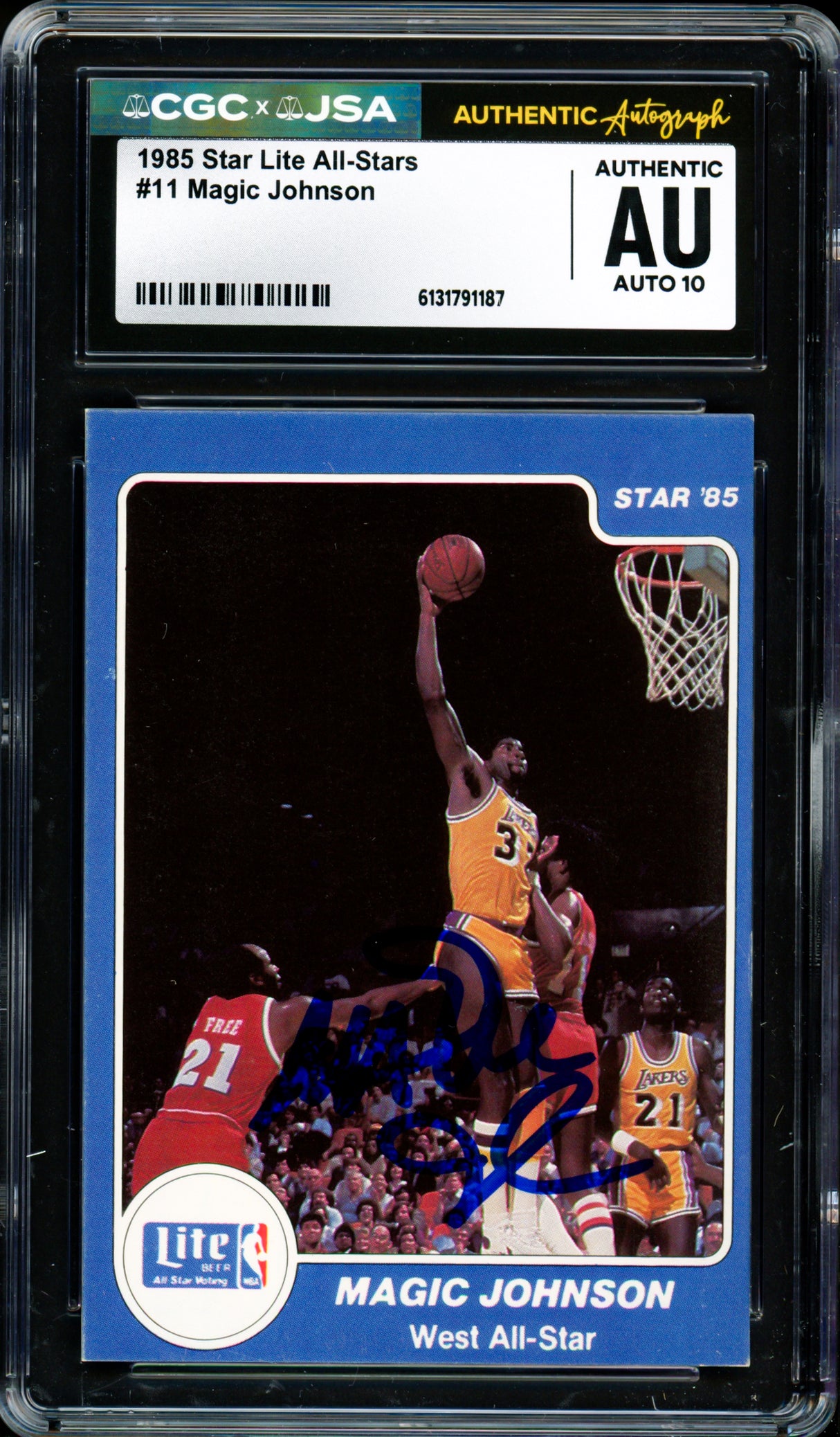 Magic Johnson Autographed 1985 Star Lite All-Stars Card #11 Los Angeles Lakers Auto Grade Gem Mint 10 CGC x JSA #6131791187