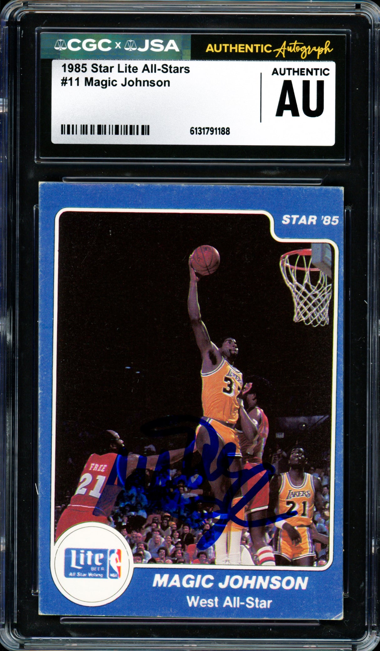 Magic Johnson Autographed 1985 Star Lite All-Stars Card #11 Los Angeles Lakers CGC x JSA #6131791188
