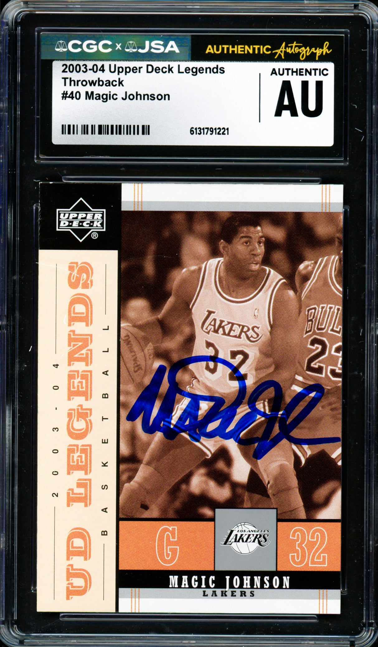 Magic Johnson Autographed 2003-04 UD Legends Card #40 Los Angeles Lakers CGC x JSA #6131791221