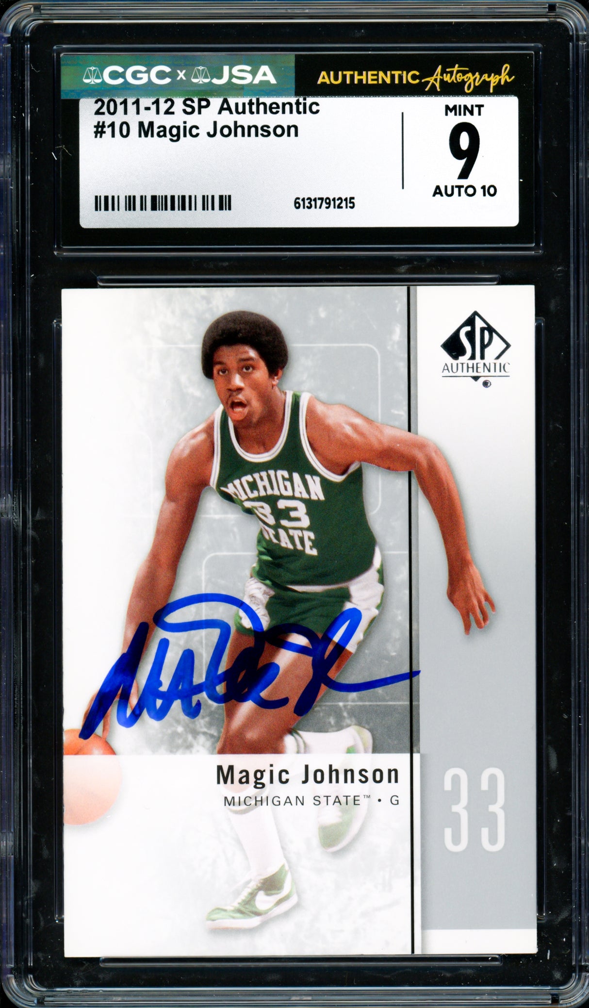 Magic Johnson Autographed 2011-12 Upper Deck SP Authentic Card #10 Los Angeles Lakers CGC x JSA 9 Auto Grade Gem Mint 10 CGC x JSA #6131791215