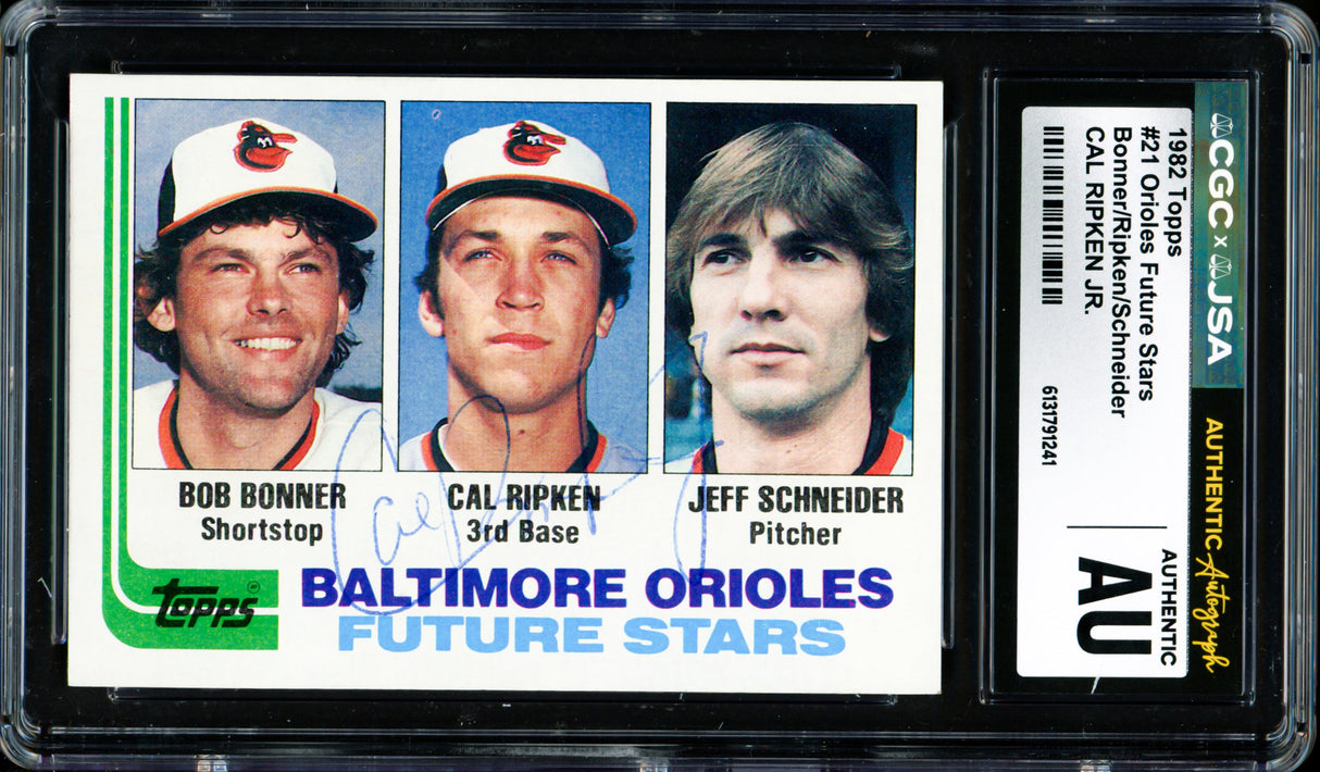 Cal Ripken Jr. Autographed 1982 Topps Rookie Card #21 Baltimore Orioles CGC x JSA #6131791241
