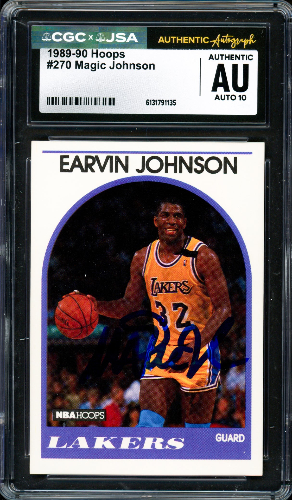 Magic Johnson Autographed 1989-90 Hoops Card #270 Los Angeles Lakers Auto Grade Gem Mint 10 CGC x JSA Stock #262953