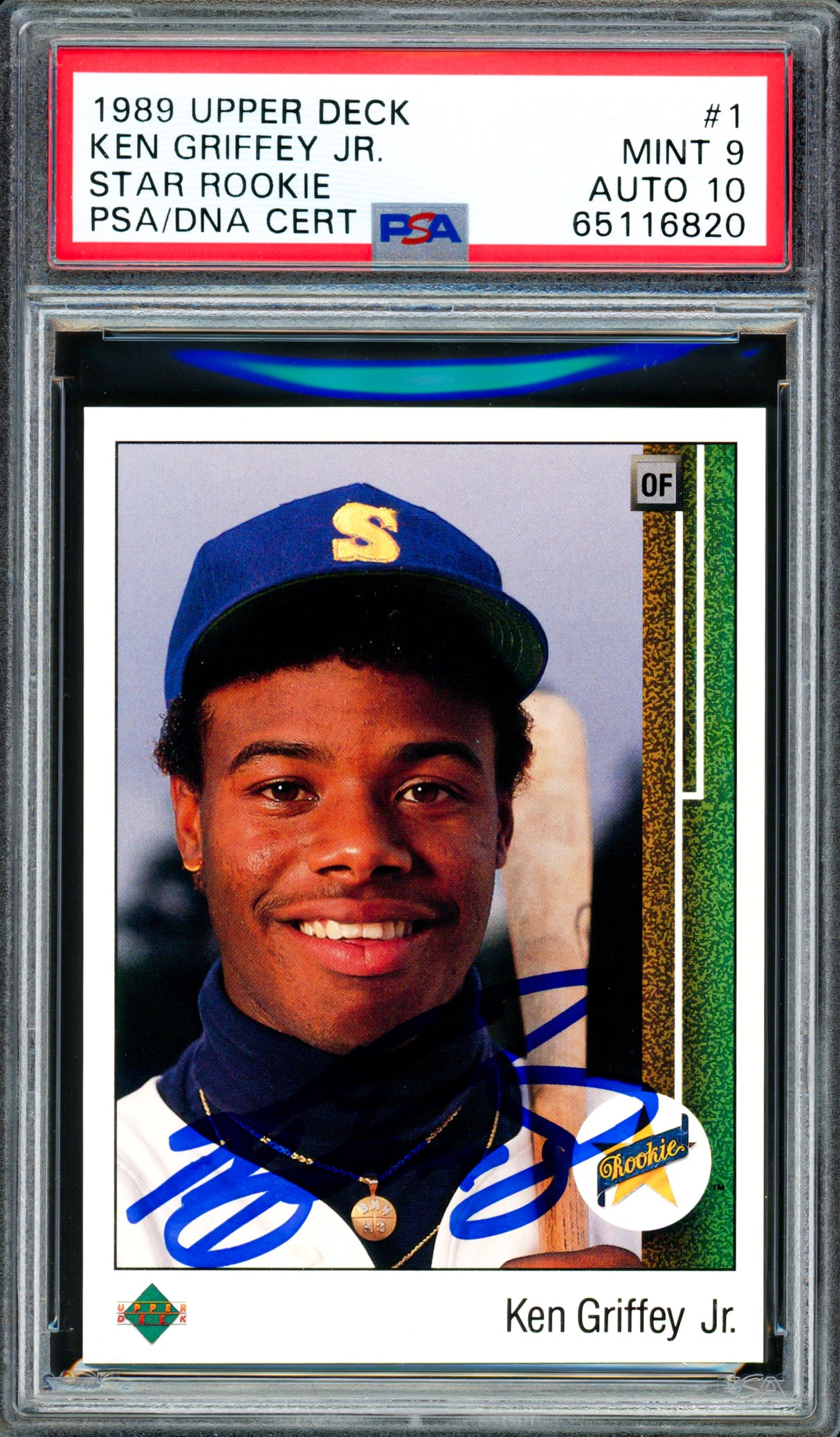 Ken Griffey Jr. Autographed 1989 Upper Deck Rookie Card #1 Seattle Mariners PSA 9 Auto Grade Gem Mint 10 PSA/DNA #65116820