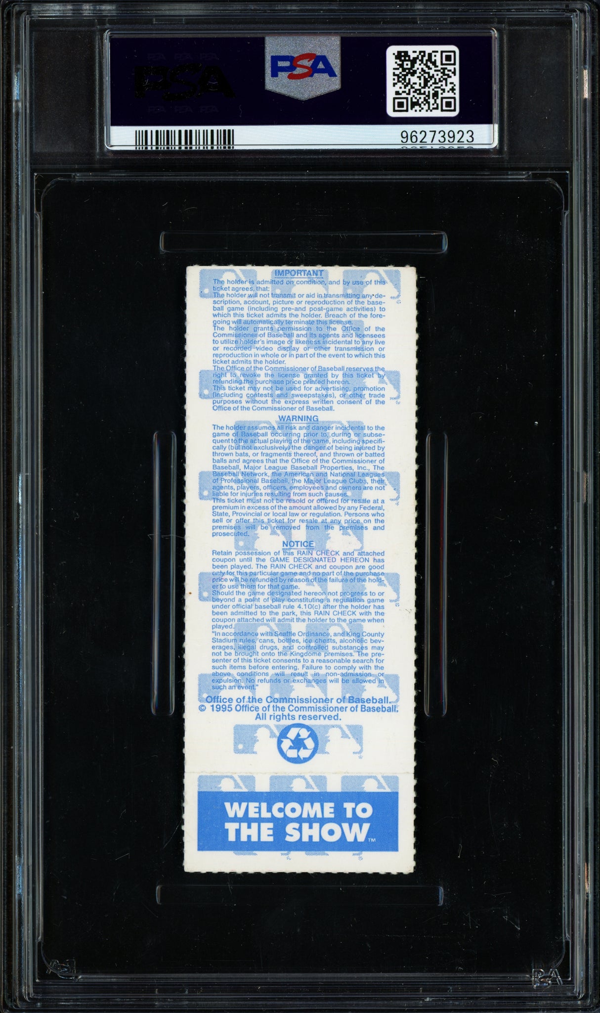 Edgar Martinez & Ken Griffey Jr Autographed 1995 ALDS Game 5 Ticket 10/8/1995 Seattle Mariners PSA 4 Auto Grade Gem Mint 10 PSA/DNA #96273923