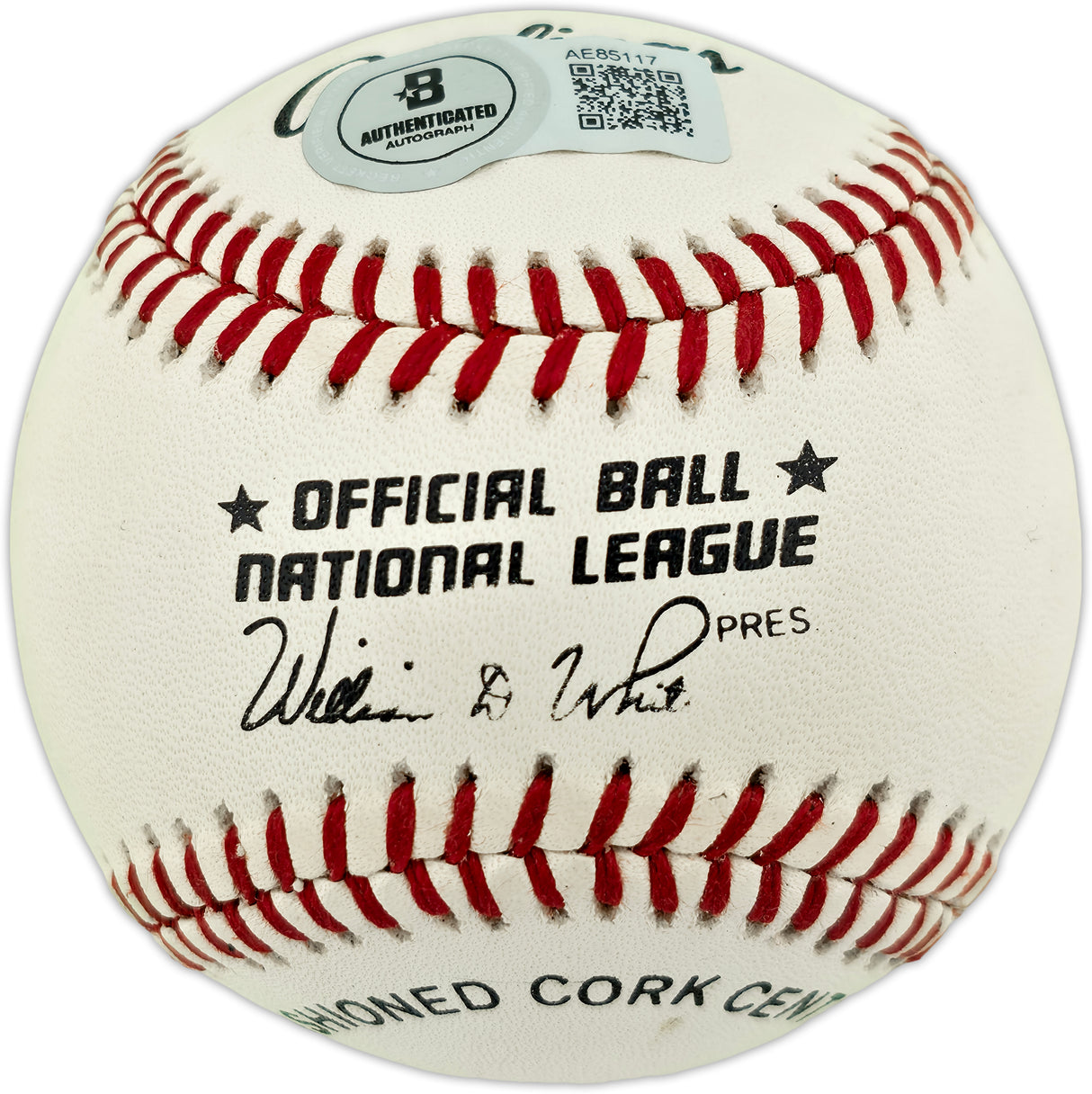 Willie Mays Autographed Official NL Baseball San Francisco Giants (Smudged) Beckett BAS #AE85117