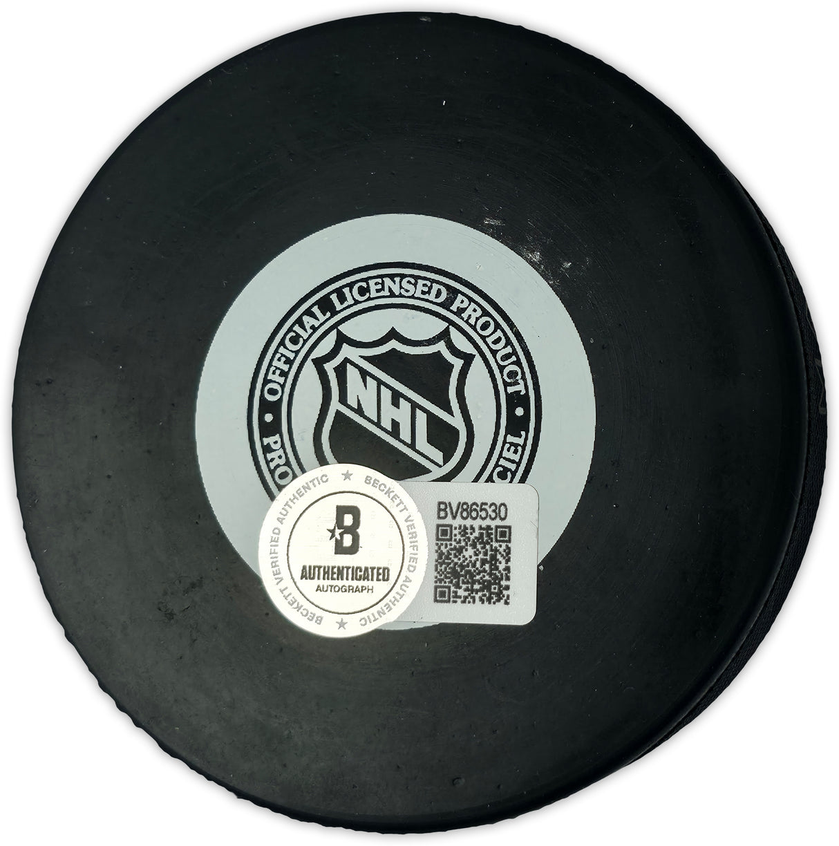 Jarome Iginla Autographed Official Calgary Flames Logo Hockey Puck Beckett BAS QR #BV86530