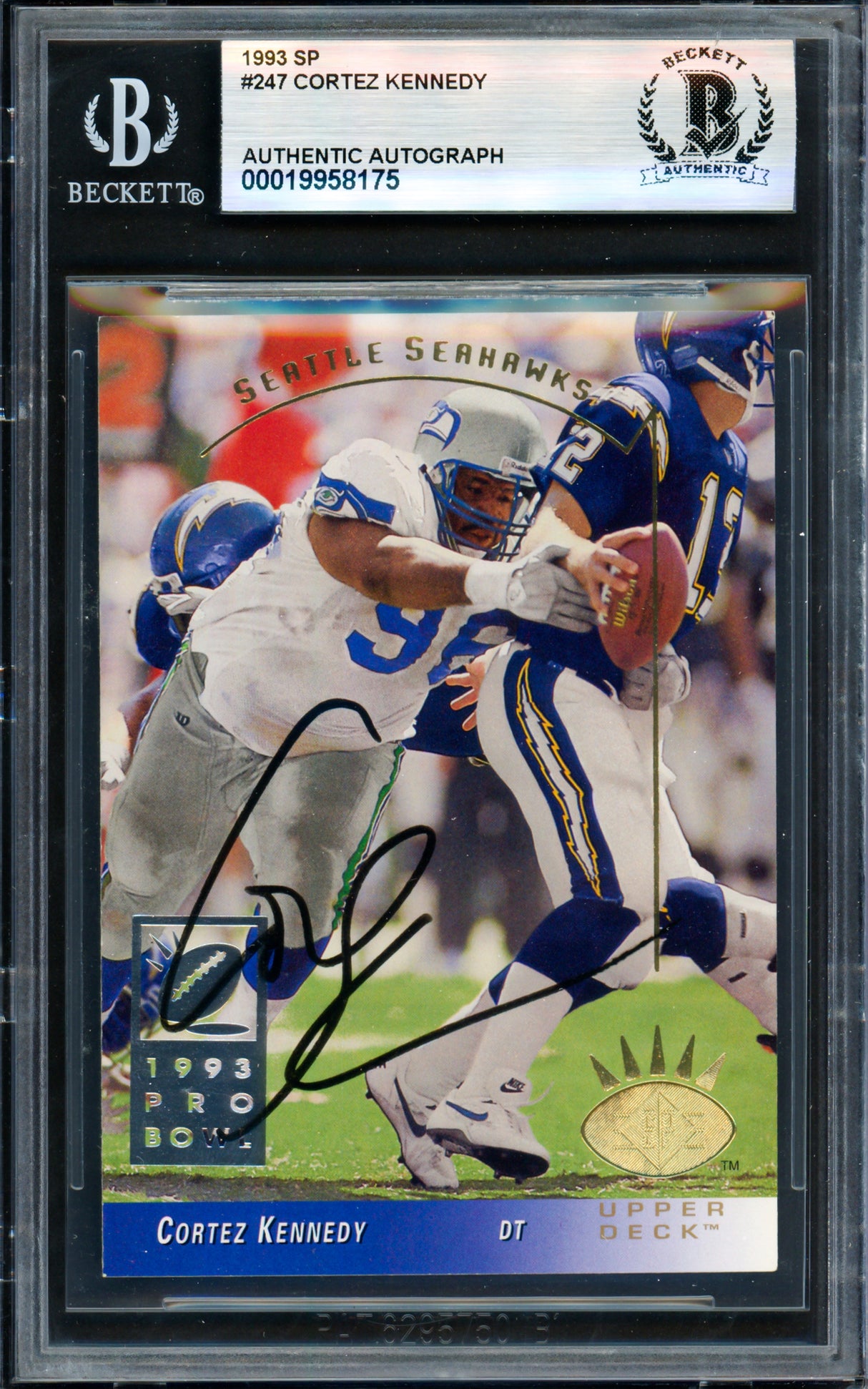 Cortez Kennedy Autographed 1993 Upper Deck SP Card #247 Seattle Seahawks Beckett BAS #19958175