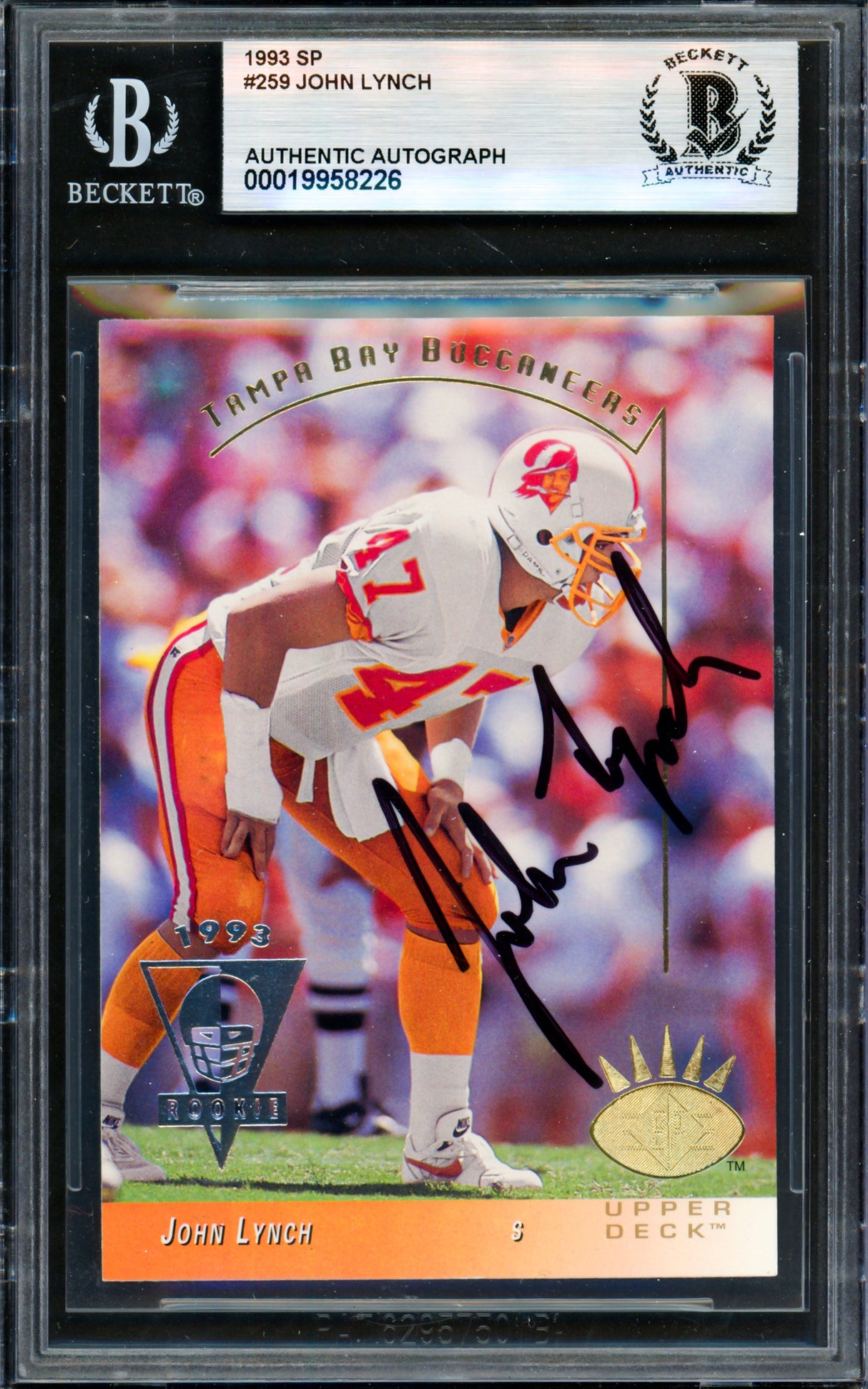 John Lynch Autographed 1993 Upper Deck SP Rookie Card #259 Tampa Bay Buccaneers Beckett BAS #19958226