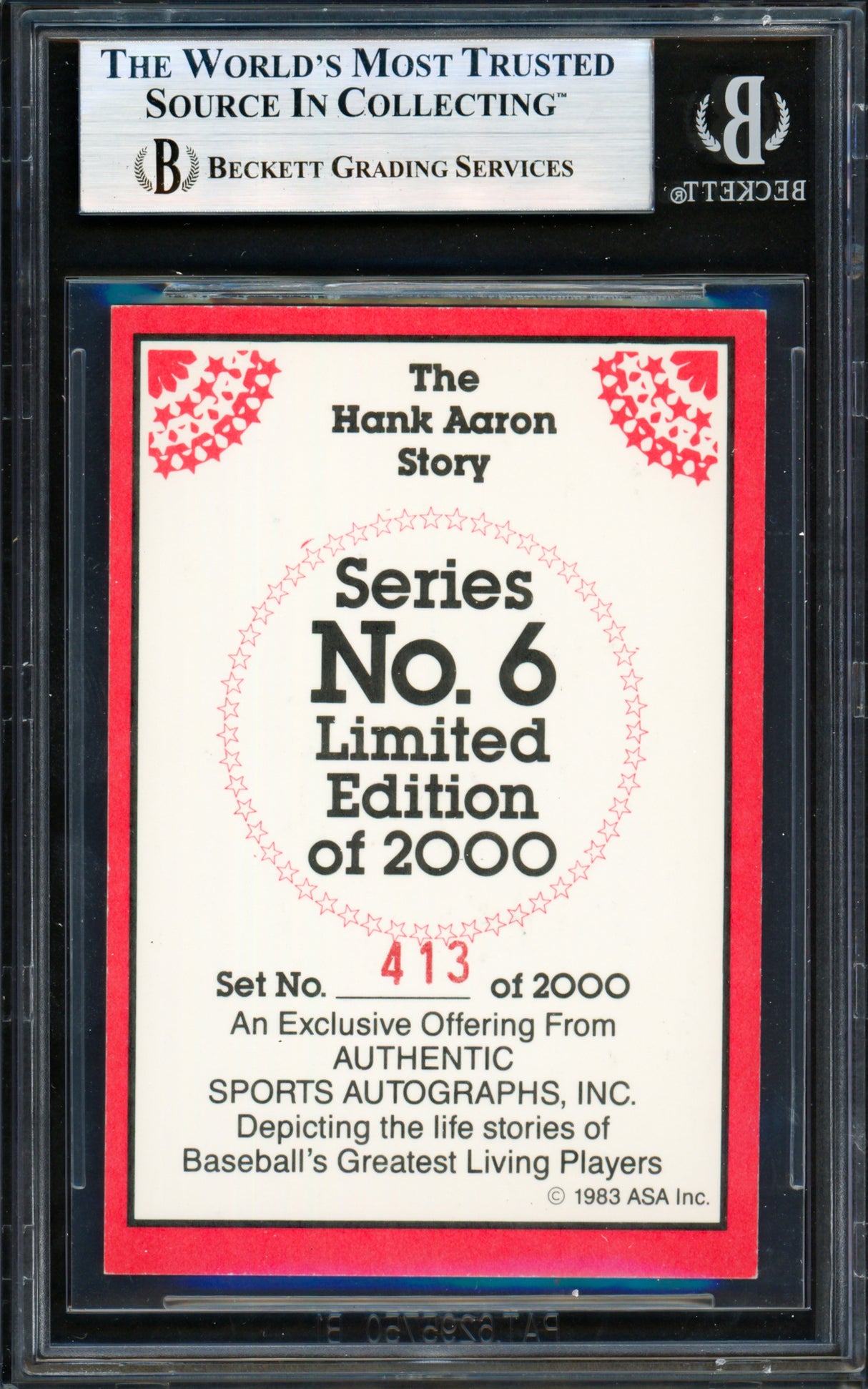 Hank Aaron Autographed 1983 ASA Card Atlanta Braves Beckett BAS #19828218